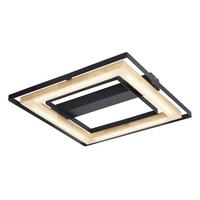 LED-DECKENLEUCHTE 62274608 RILAS - Schwarz/Naturfarben, Natur, Holz/Metall (46/46/6cm) - Globo
