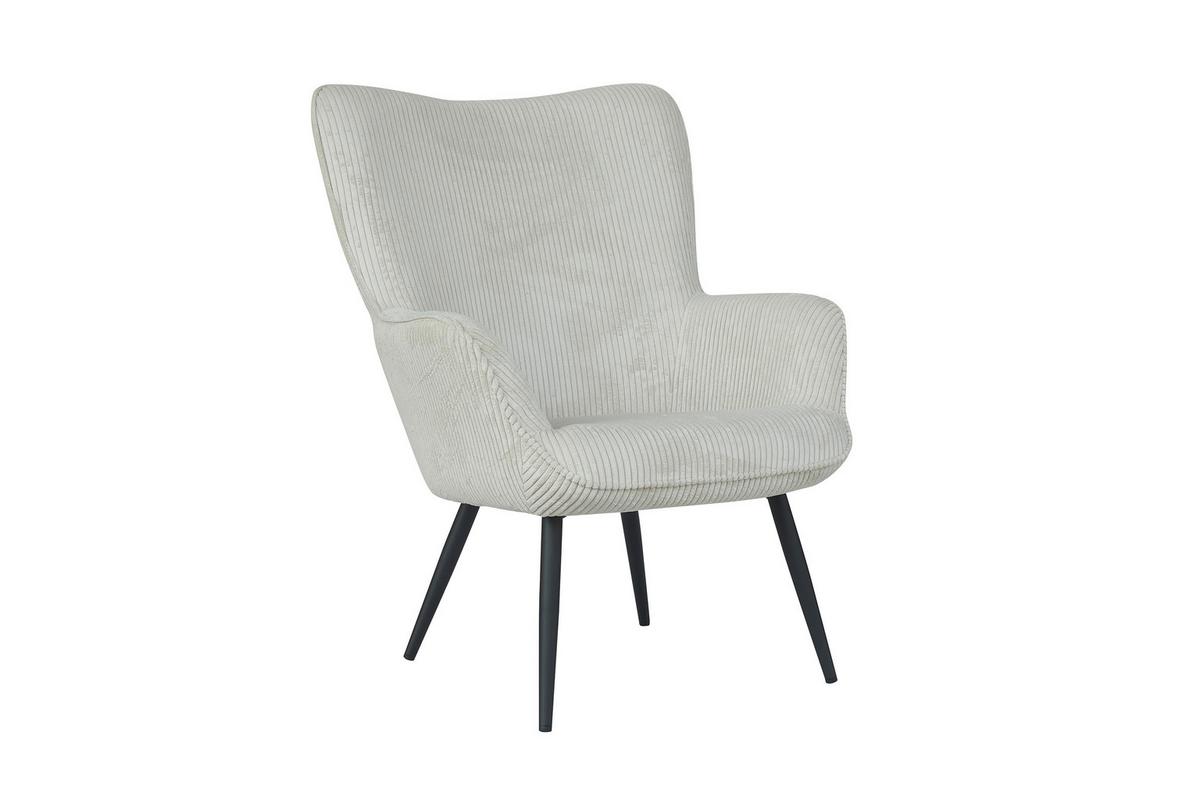 Sessel Uta Elfenbein Cord - Elfenbein/Schwarz, Basics, Textil/Metall (72/97/80cm) - MID.YOU