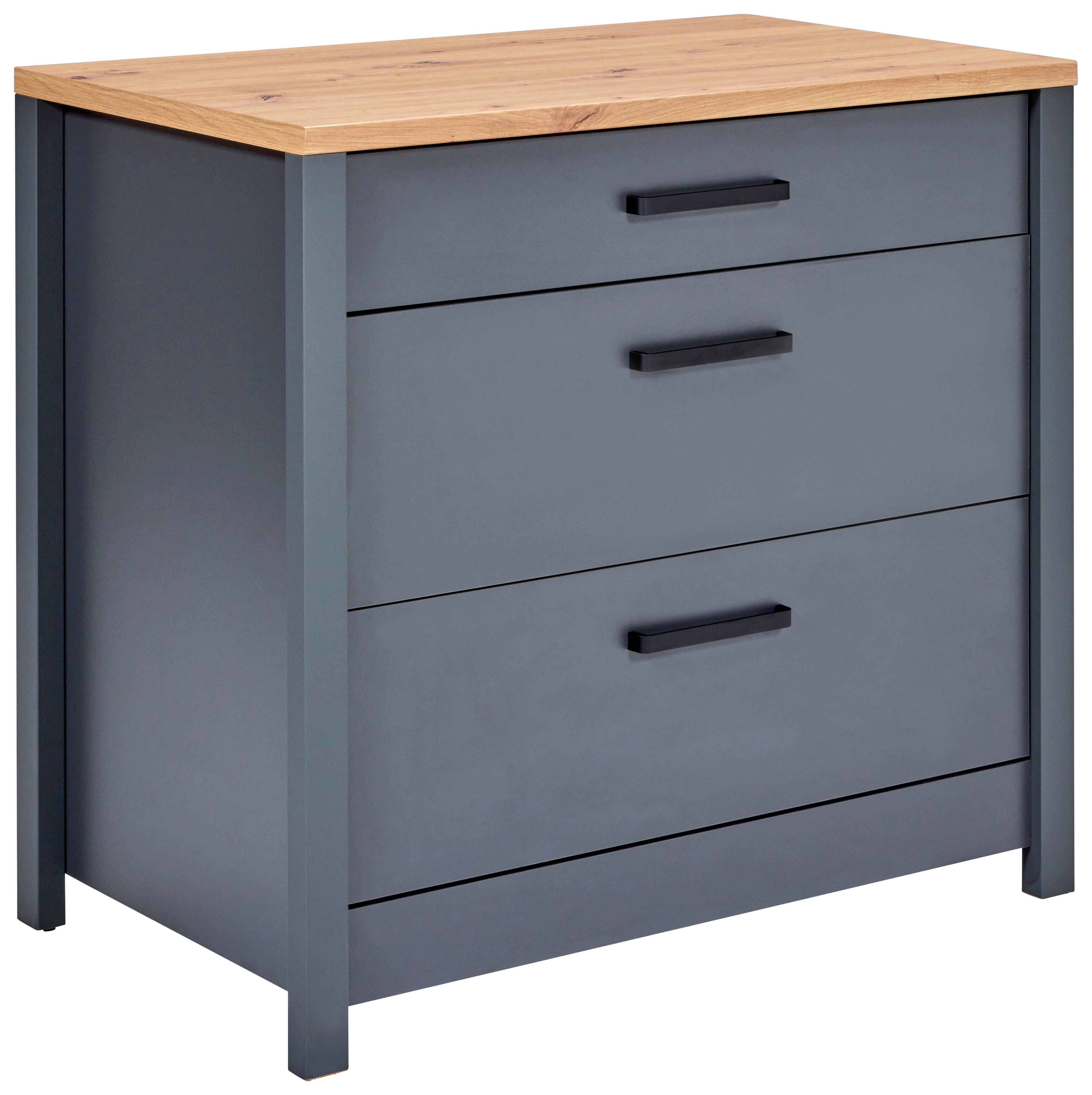 Küchenunterschrank Venet, Anthrazit/Artisan Eiche - Anthrazit/Schwarz, MODERN, Holzwerkstoff/Metall (100/92/60cm) - Mömax
