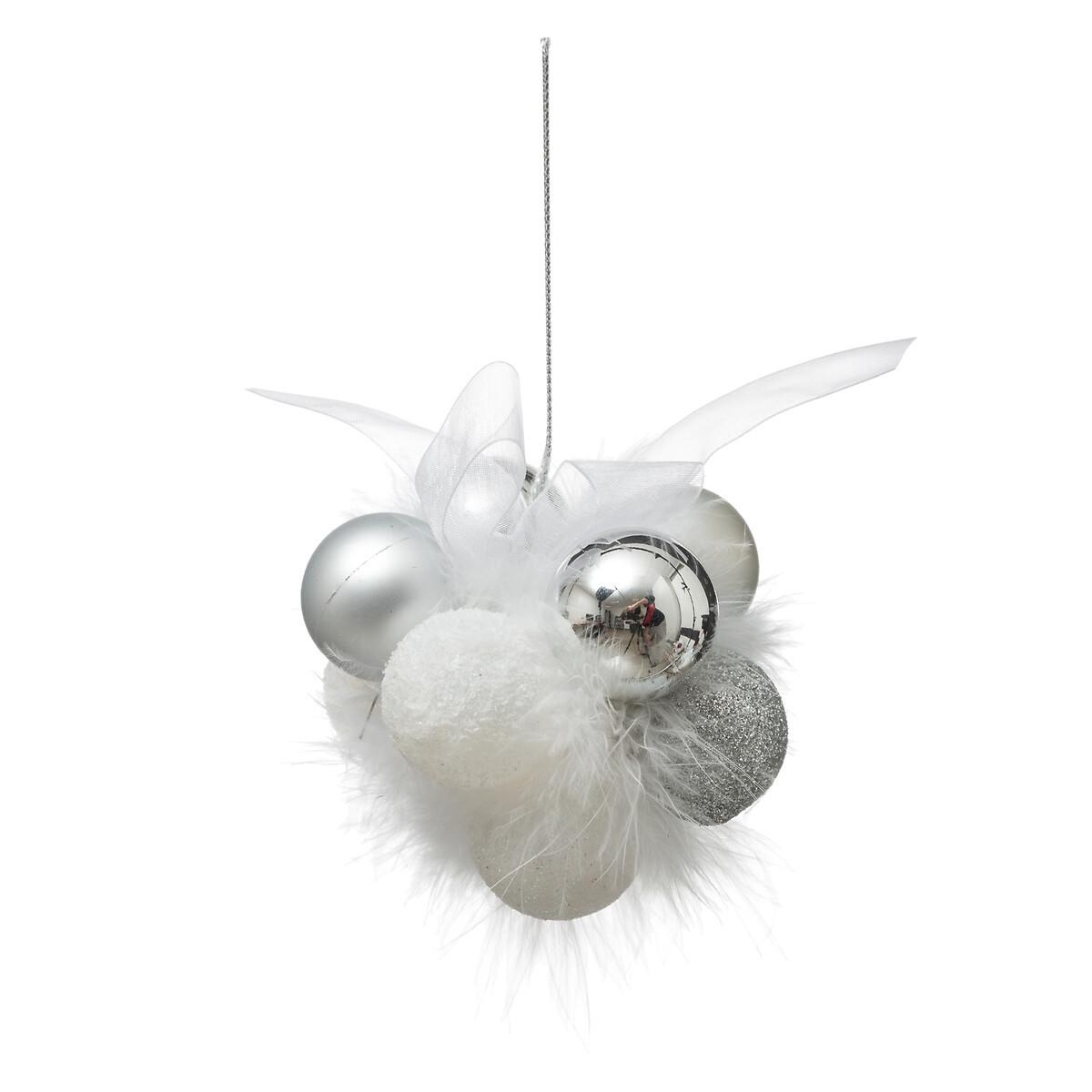 Decorațiune de agățat XMAS Flower - gri deschis/alb, Basics, plastic (8cm)