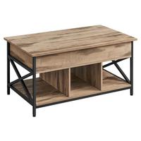 Couchtisch in Schwarz, Eichefarben, rechteckig - Eichefarben/Schwarz, Trend, Holzwerkstoff/Metall (100/48-62/60cm) - MID.YOU