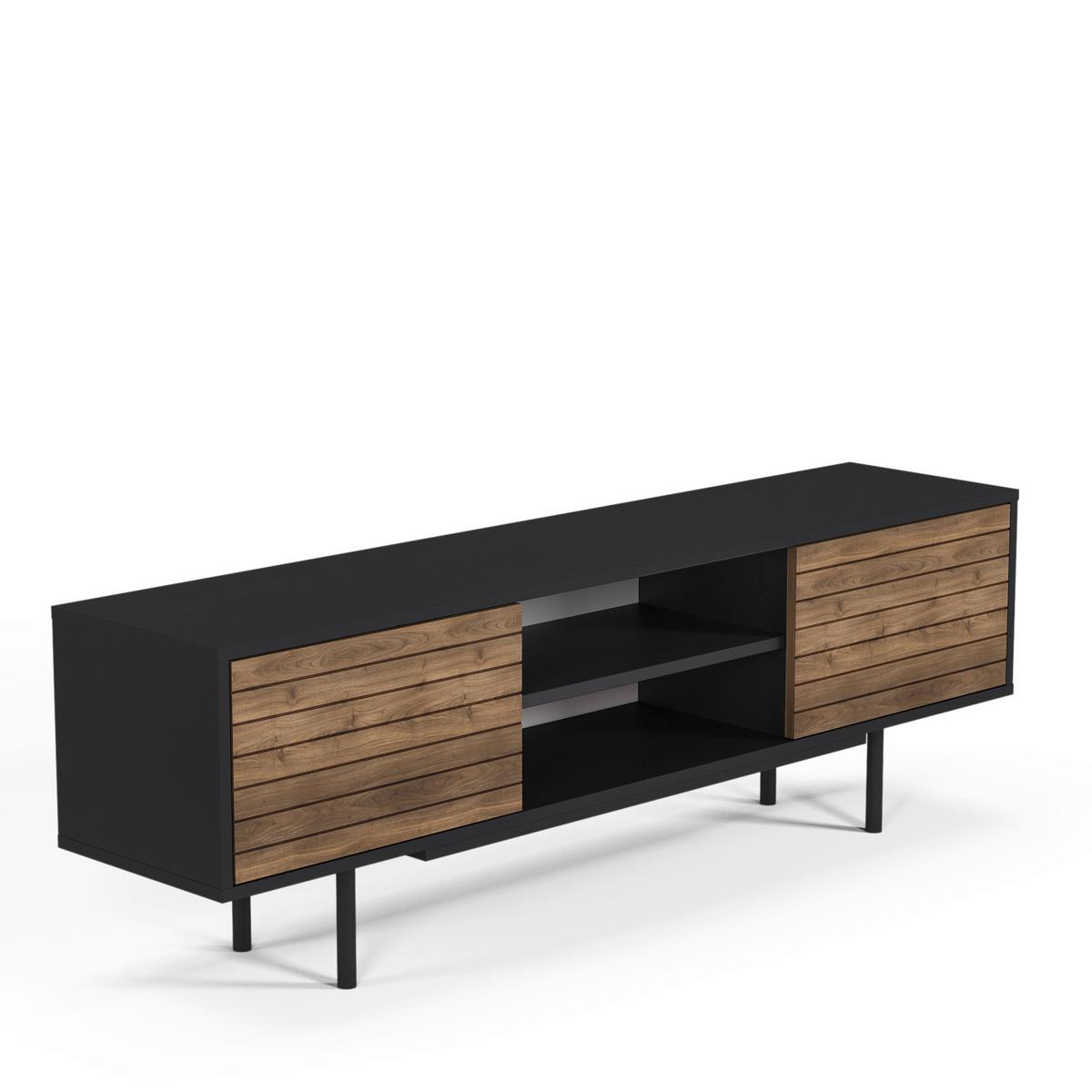 Lowboard Apollo Schwarz /Walnussfarben ca. 160x50 cm - Walnussfarben/Schwarz, Design, Holzwerkstoff (160/50,5/35cm) - Livetastic