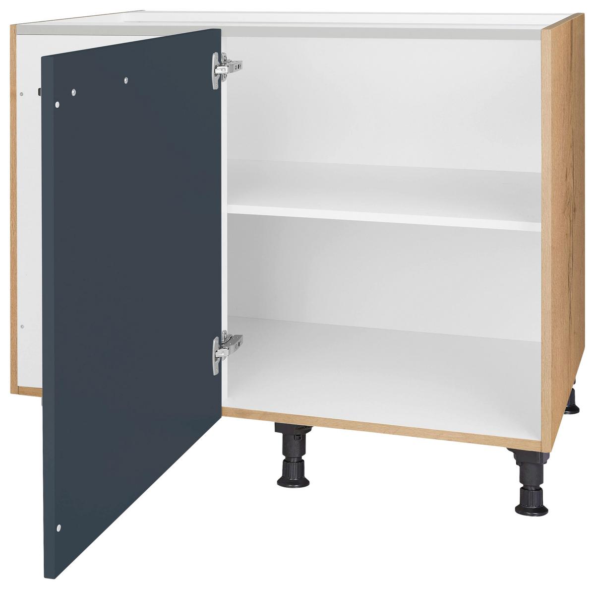 Eckunterschrank Easytouch Blau - Blau/Eichefarben, MODERN, Holzwerkstoff/Metall (125/87/65cm) - Nobilia