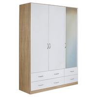 Omara S Klasičnimi Vrati Case, Bela, Barva Hrasta - srebrne barve/bela, Design, umetna masa/leseni material (136/197/54cm) - Boxxx