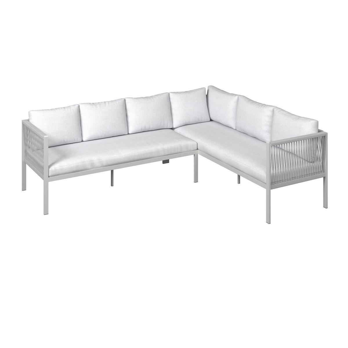 Loungegarnitur Sophia Hellgrau/Beige, 4-teilig - Beige/Creme, MODERN, Glas/Textil