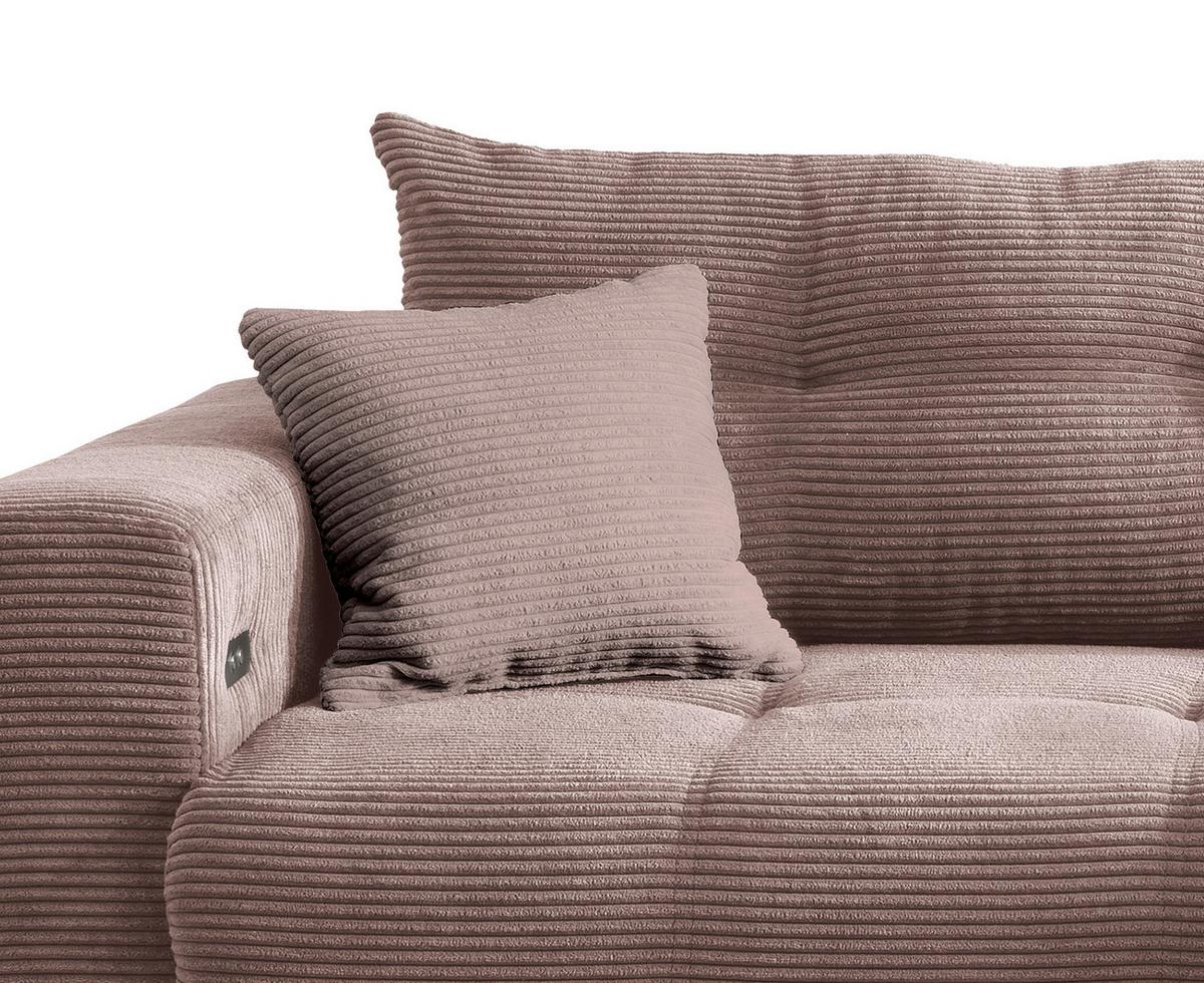Wohnlandschaft Restato Rosa Cord - Schwarz/Rosa, MODERN, Holz/Textil (246/177cm) - MID.YOU