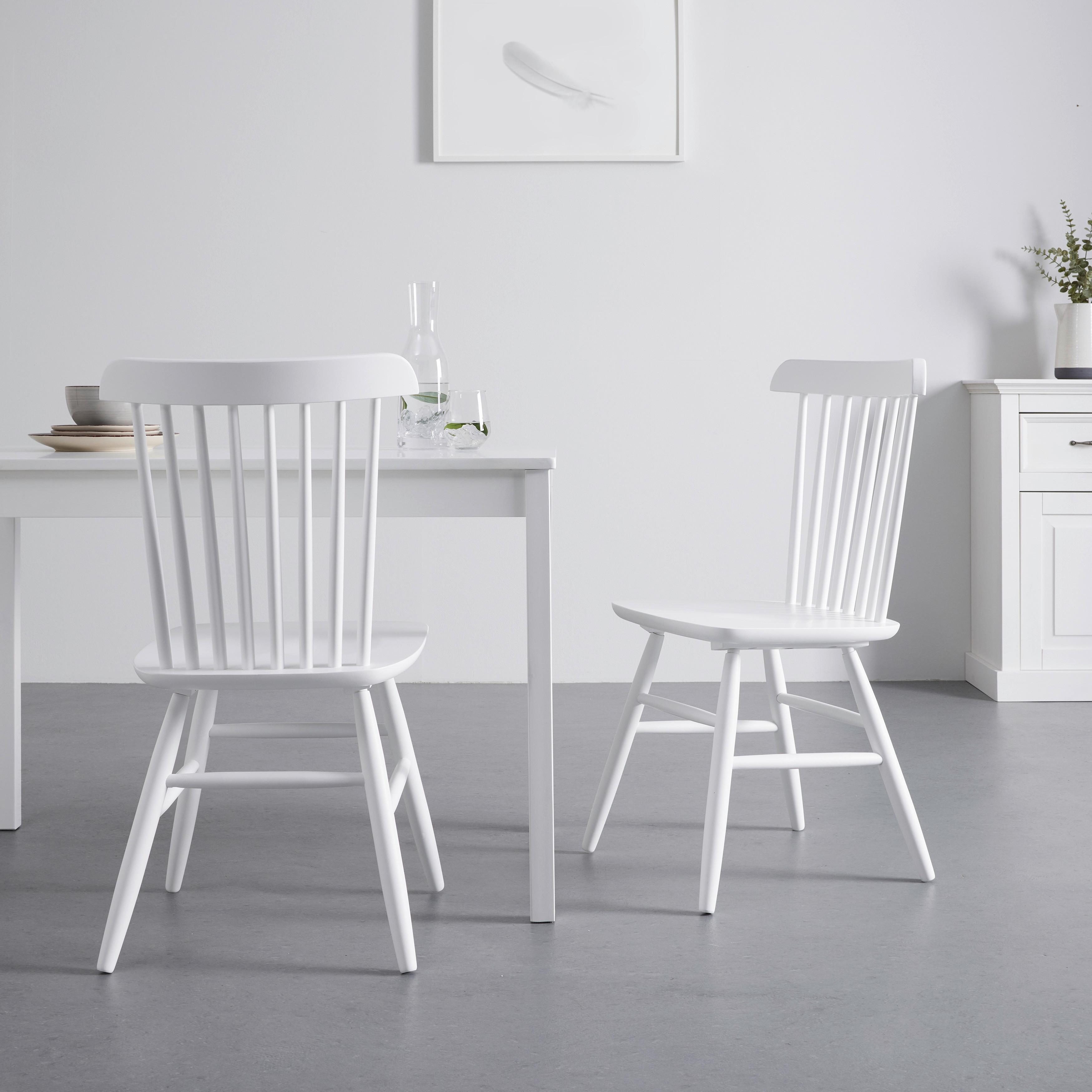 Stuhl-Set "Pedro". 2-er Set, weiß, aus Buche, massiv - Weiß, MODERN, Holz (48/89/52cm) - Bessagi Home