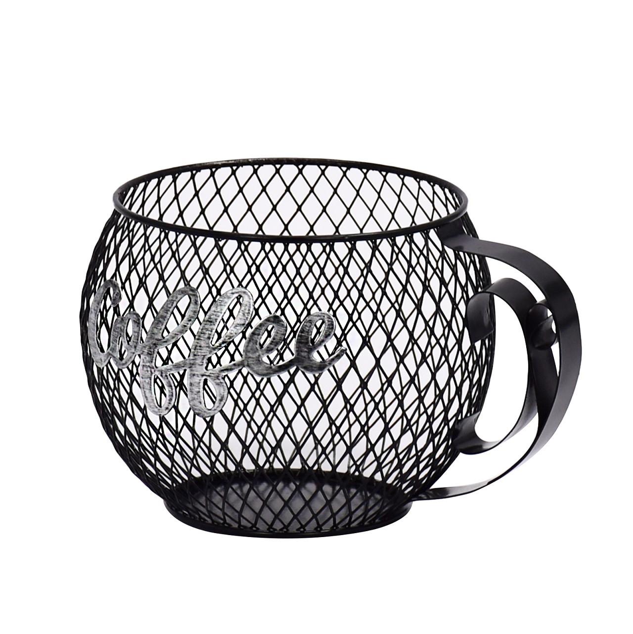 Kávékapszula Tartó Coffee - fekete, Modern, fém (18,5/14/10,5cm)