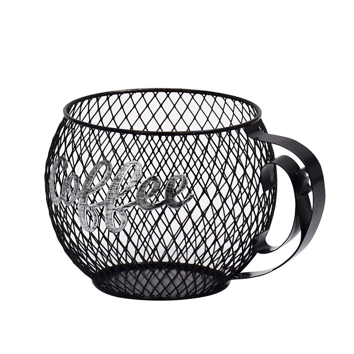 Kávékapszula Tartó Coffee - fekete, Modern, fém (18,5/14/10,5cm)