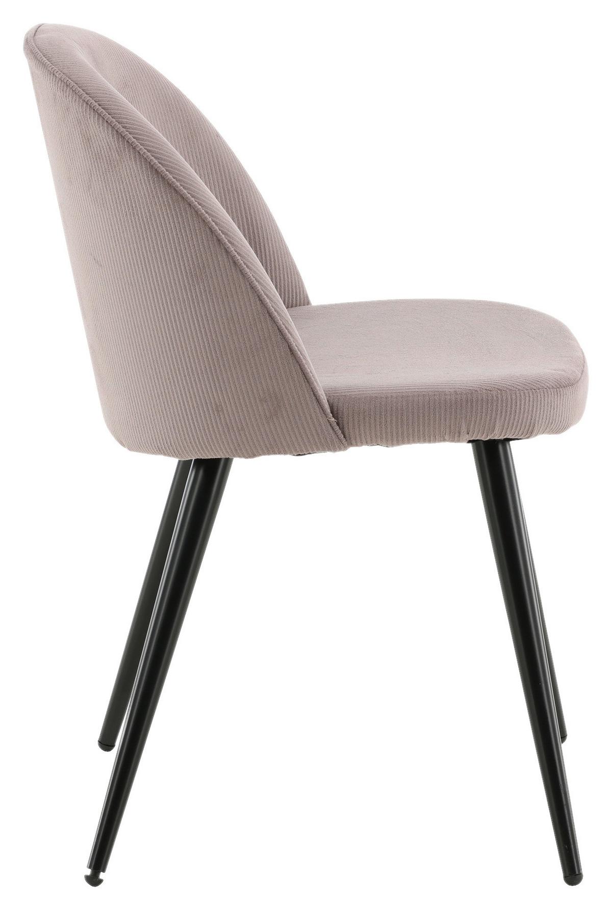 STUHL-SET VELVET - Pink/Schwarz, Design, Textil/Metall (57/76,5/50cm) - Livetastic