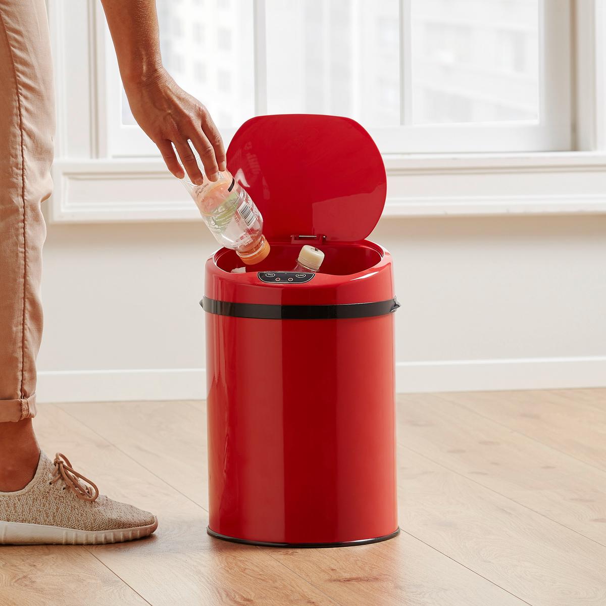 Koš Za Smeti Sensor, 9 L - rdeča/črna, Konvencionalno, kovina/umetna masa (24,5/37,5cm) - Echtwerk