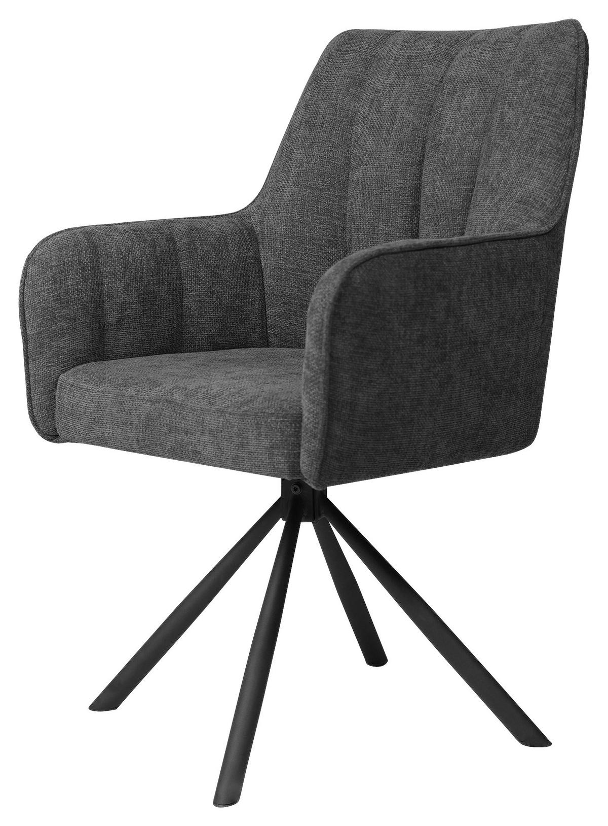 KRZESŁO Z PODŁOKIETNIKAMI JOSHUA - czarny/szary, Design, metal/tkanina (58/91/65cm) - Carryhome
