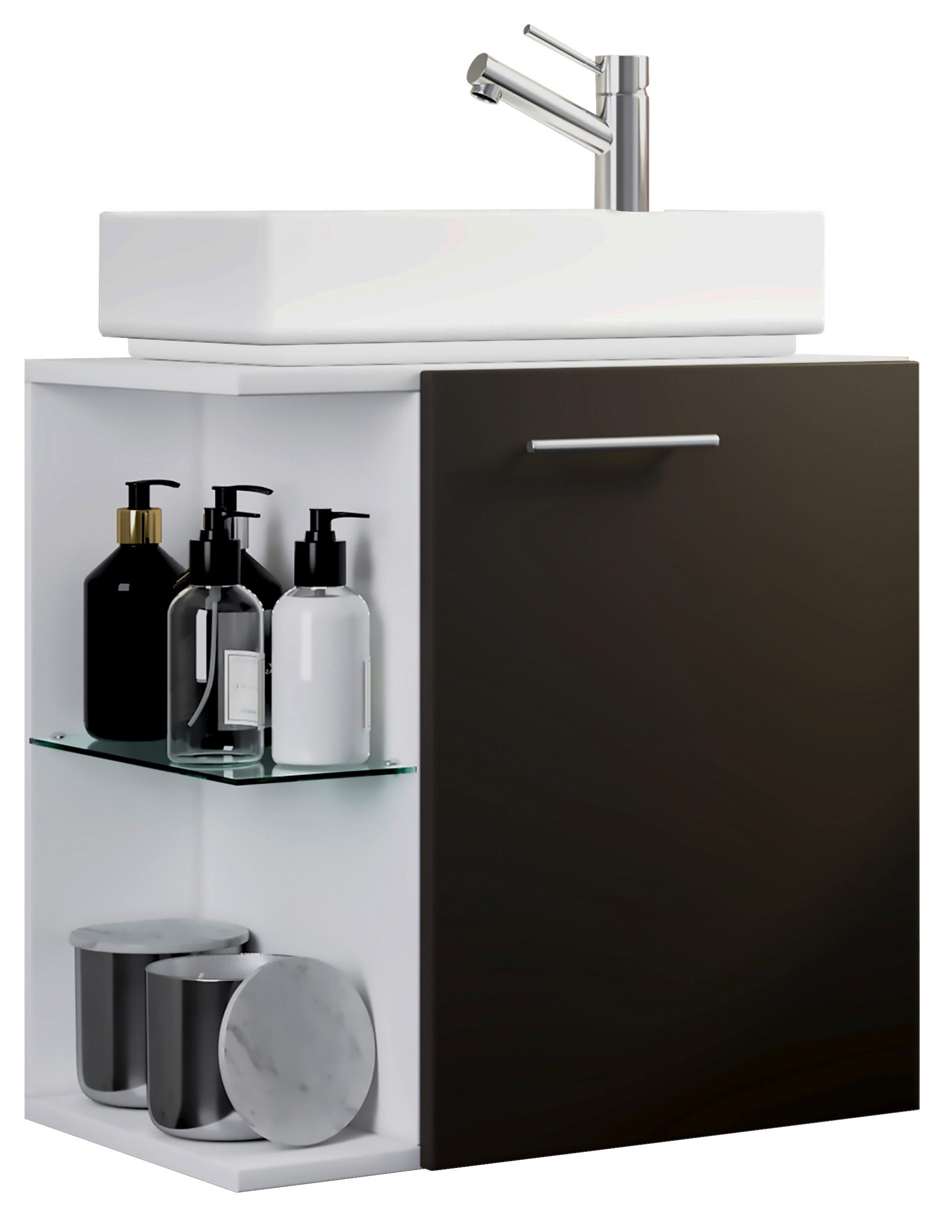 MEUBLE-LAVABO HAUSA - Weiss/Anthrazit, Modern, Glas/Keramik (52cm) - MID.YOU