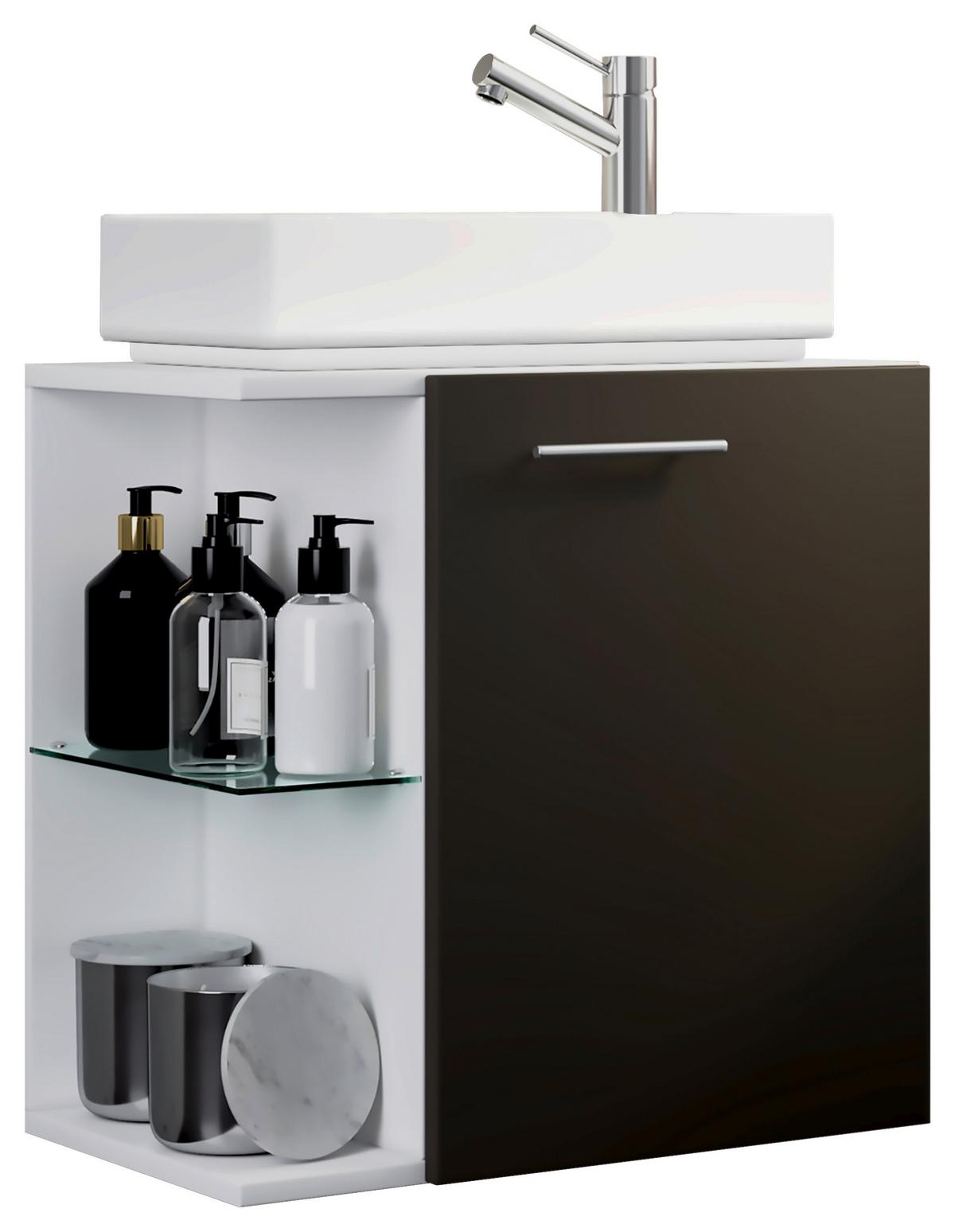 MEUBLE-LAVABO HAUSA - Weiss/Anthrazit, Modern, Glas/Keramik (52cm) - MID.YOU