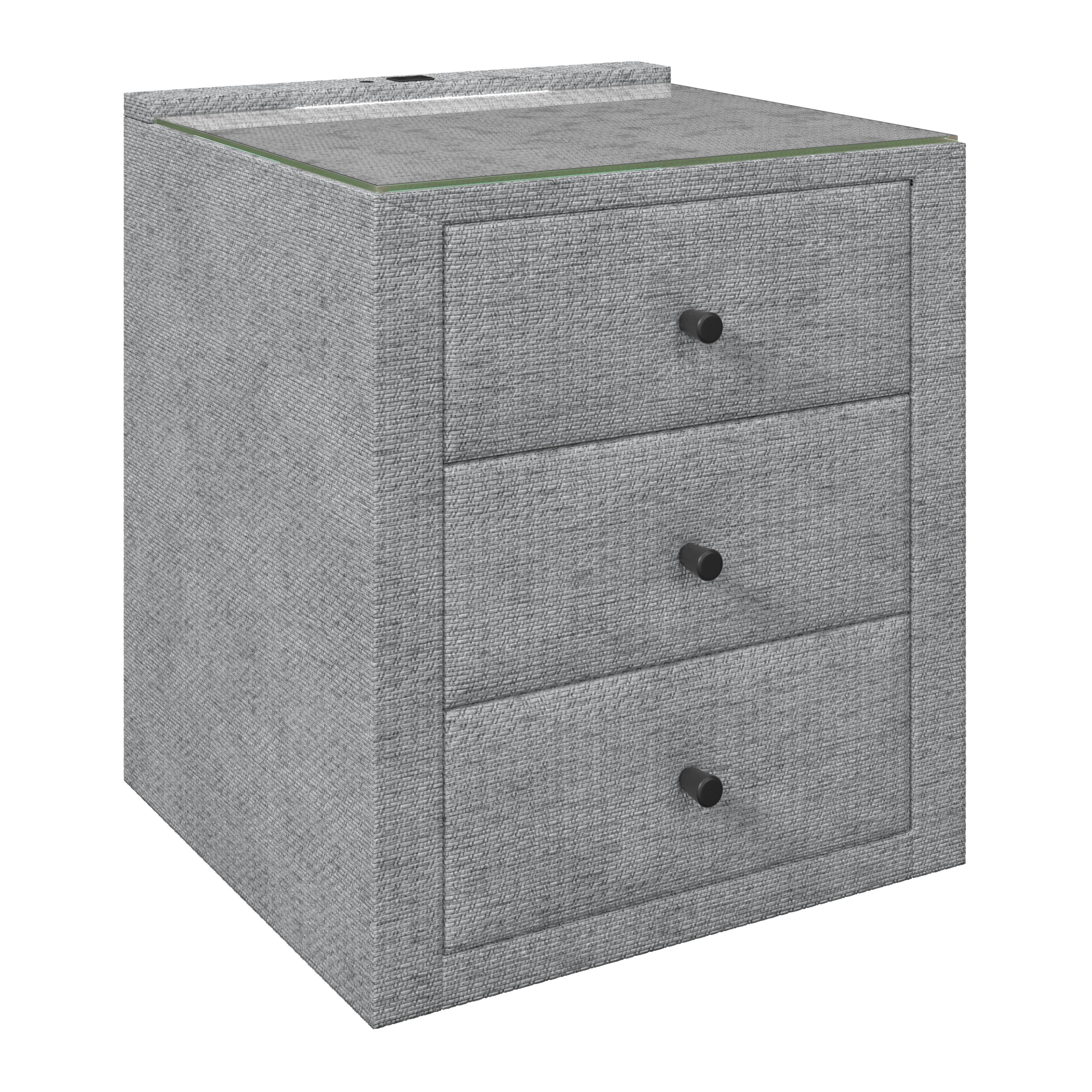 Nočna Omarica Brisbane, Siva - siva, Trend, umetna masa/steklo (49,5/56,5/46cm) - Premium Living