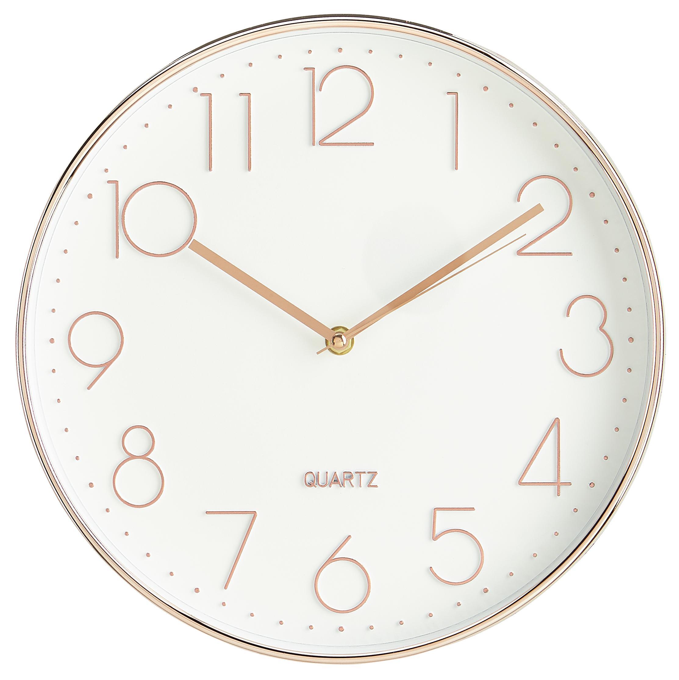 Uhr Ona in Weiss/ Goldfarben ca.Ø30,3cm - Goldfarben/Weiß, MODERN, Glas/Kunststoff (30,3cm) - Bessagi Home