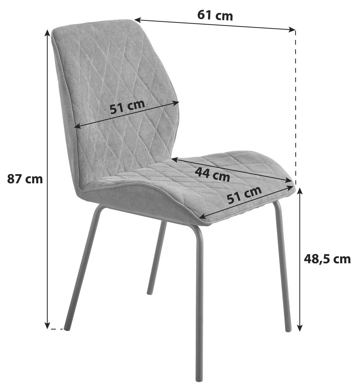 Stol Hilde, Temno Siva - temno siva/črna, Konvencionalno, kovina/tekstil (51/87/61cm)