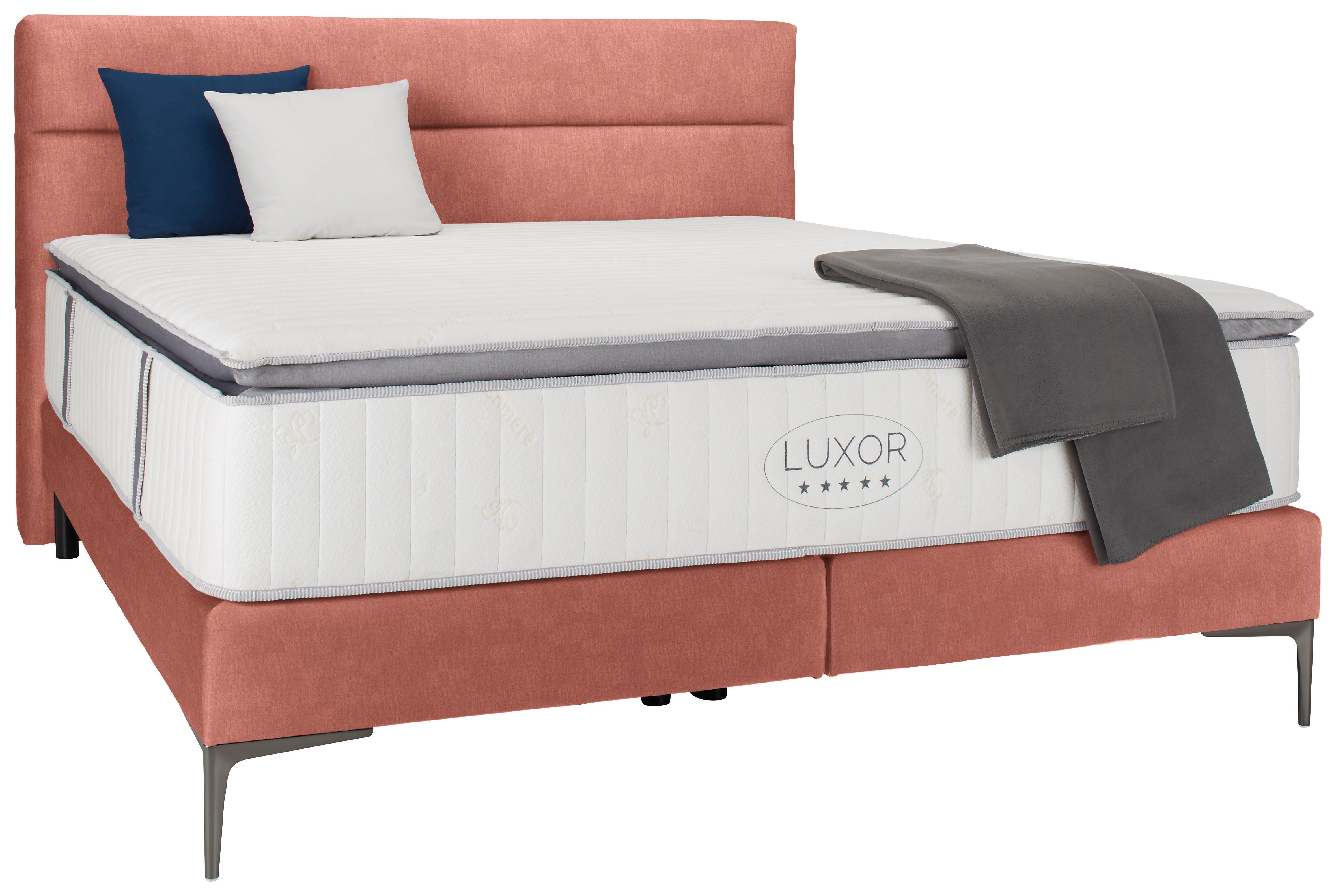 Boxspringbett ca. 180x200cm - Koralle/Schwarz, KONVENTIONELL, Holz/Holzwerkstoff (180/200cm) - Premium Living
