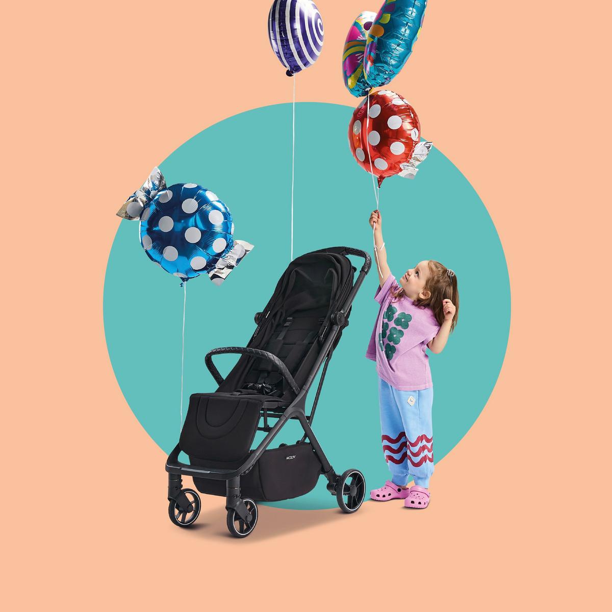 WÓZEK SPACEROWY ZOE+ - oliwkowa zieleń, Basics (80/50/103cm) - Moon