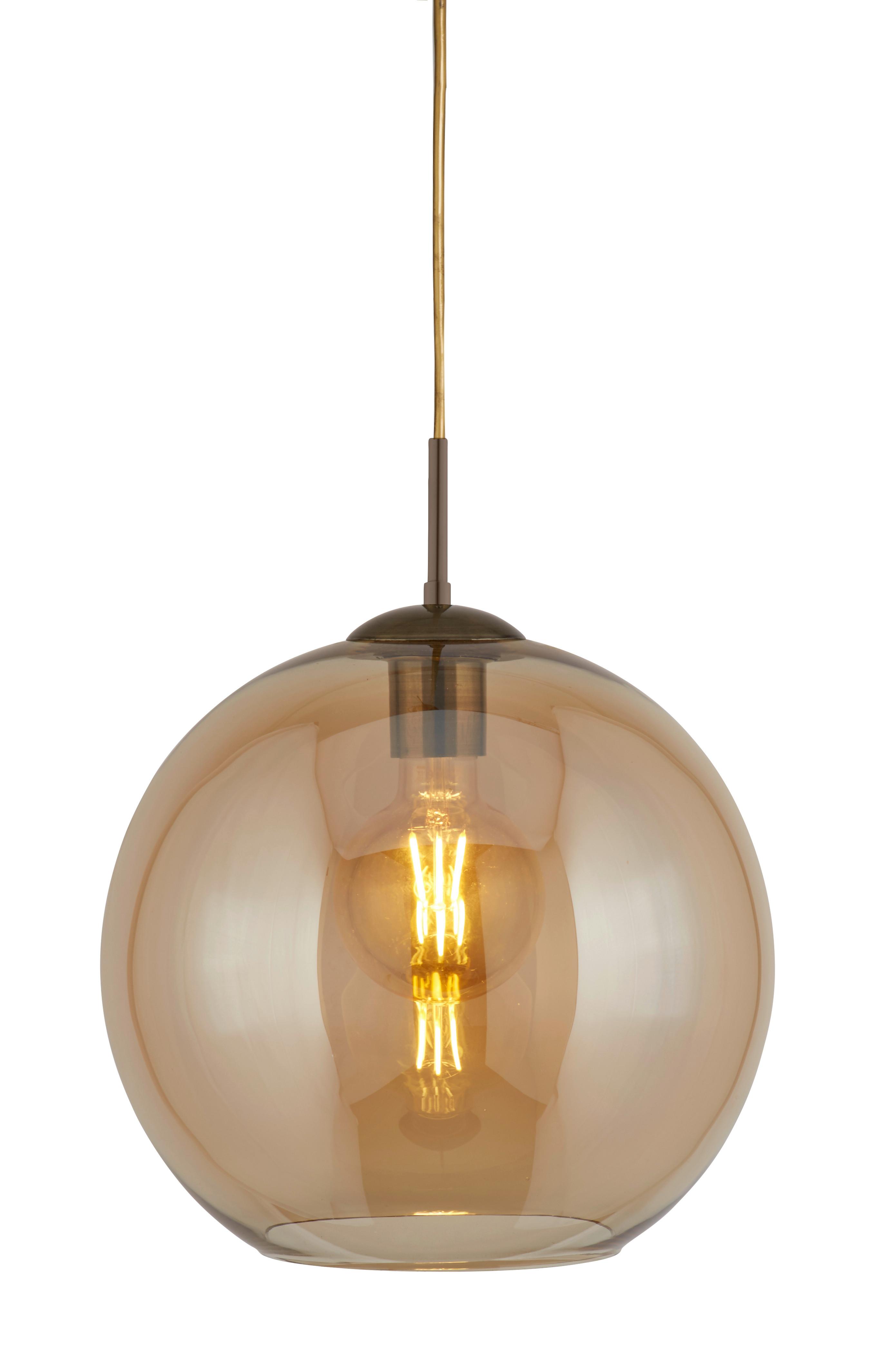 Függőlámpa Balls 1632am - rézszínű/borostyánszínű, Design, üveg/fém (30/120cm)