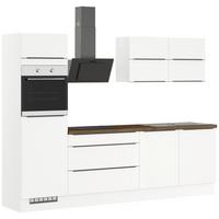 Küchenblock IBZ ohne Geräte ca. 280 cm Weiß - Eiche dunkel/Schwarz, Design, Holzwerkstoff/Metall (280cm) - Impuls