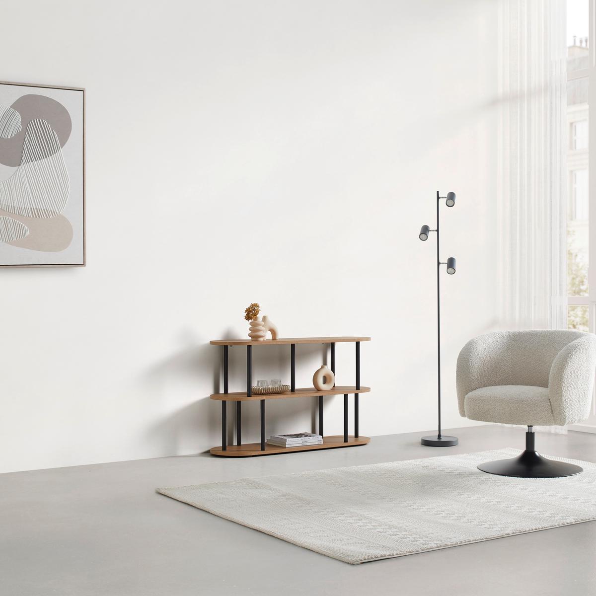 Polica Nimo - hrast Artisan/crna, Moderno, drvni materijal/metal (110/66/32cm) - Modern Living