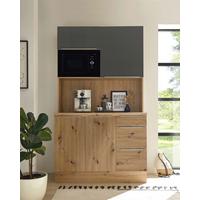 Majhna Kuhinja Z Mikrovalovno Pečico Premium Marleen, 120cm - siva/barve aluminija, Trendi, umetna masa/leseni material (120/211/60cm) - Respekta