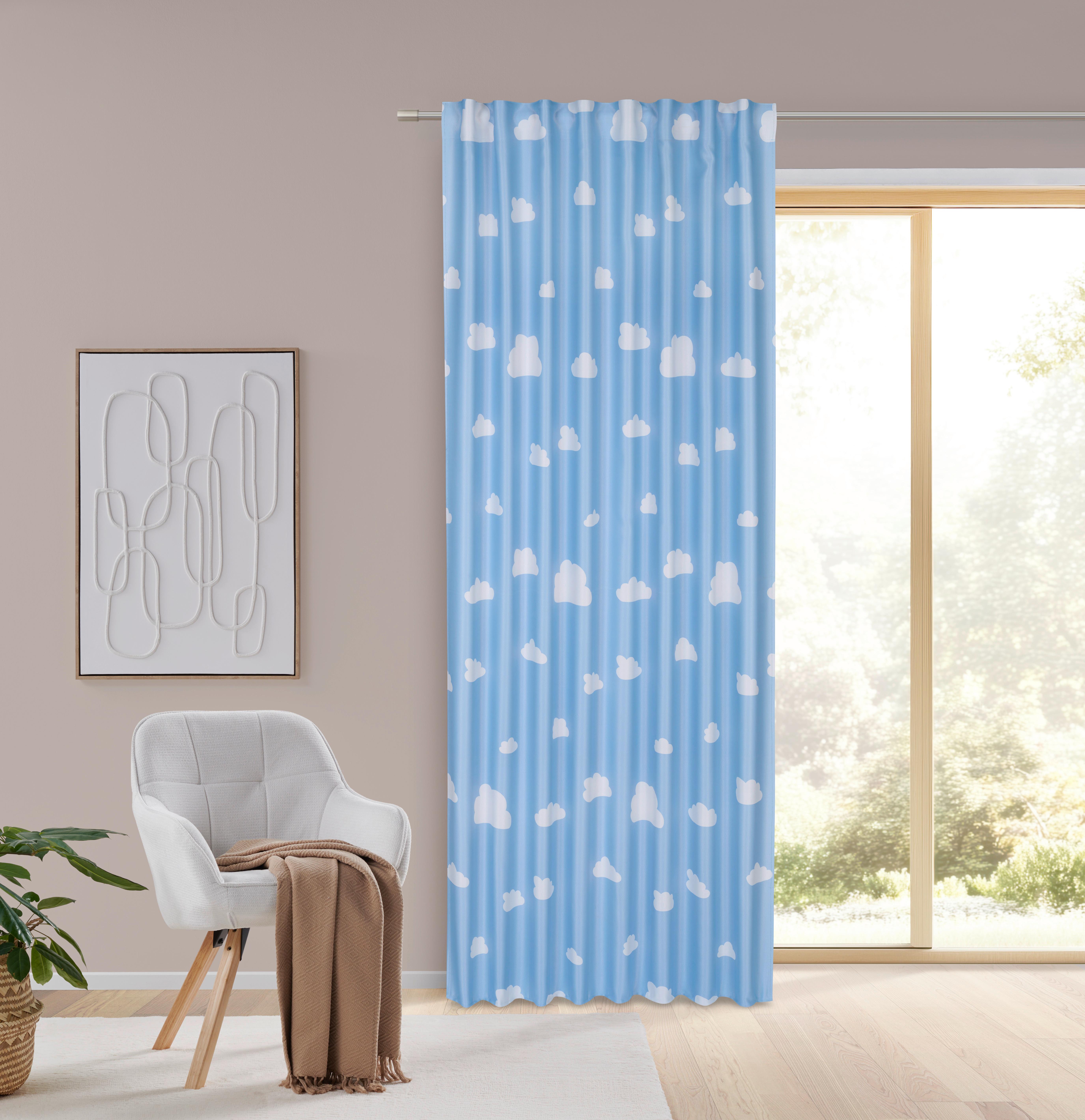 MÖRKLÄGGNINGSGARDIN OSCAR - blå, Klassisk, textil (135/245cm) - Mömax