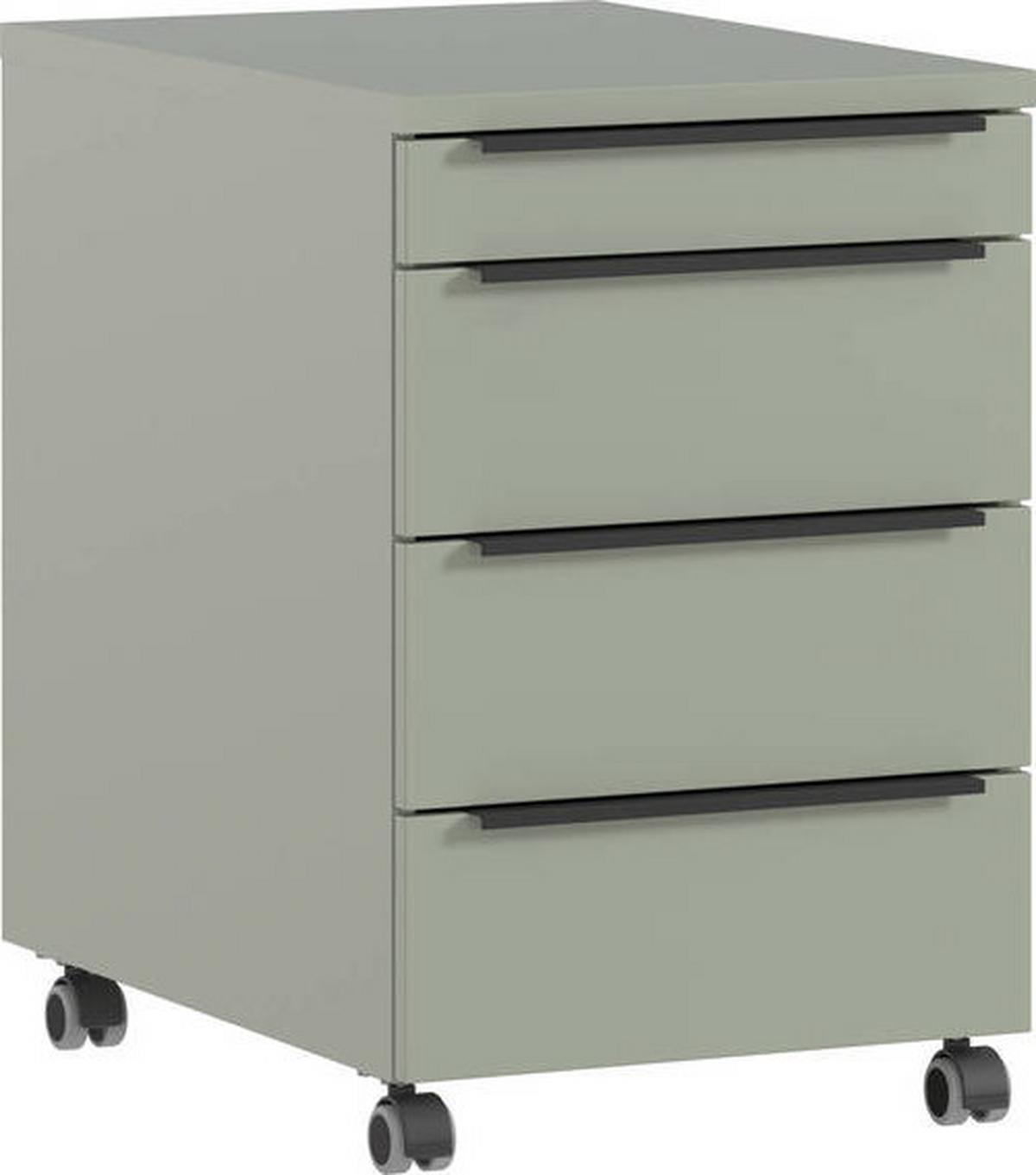 Rollcontainer Ribera Grün - Grün, Modern, Holzwerkstoff/Kunststoff (42/63/60cm) - Premium Living