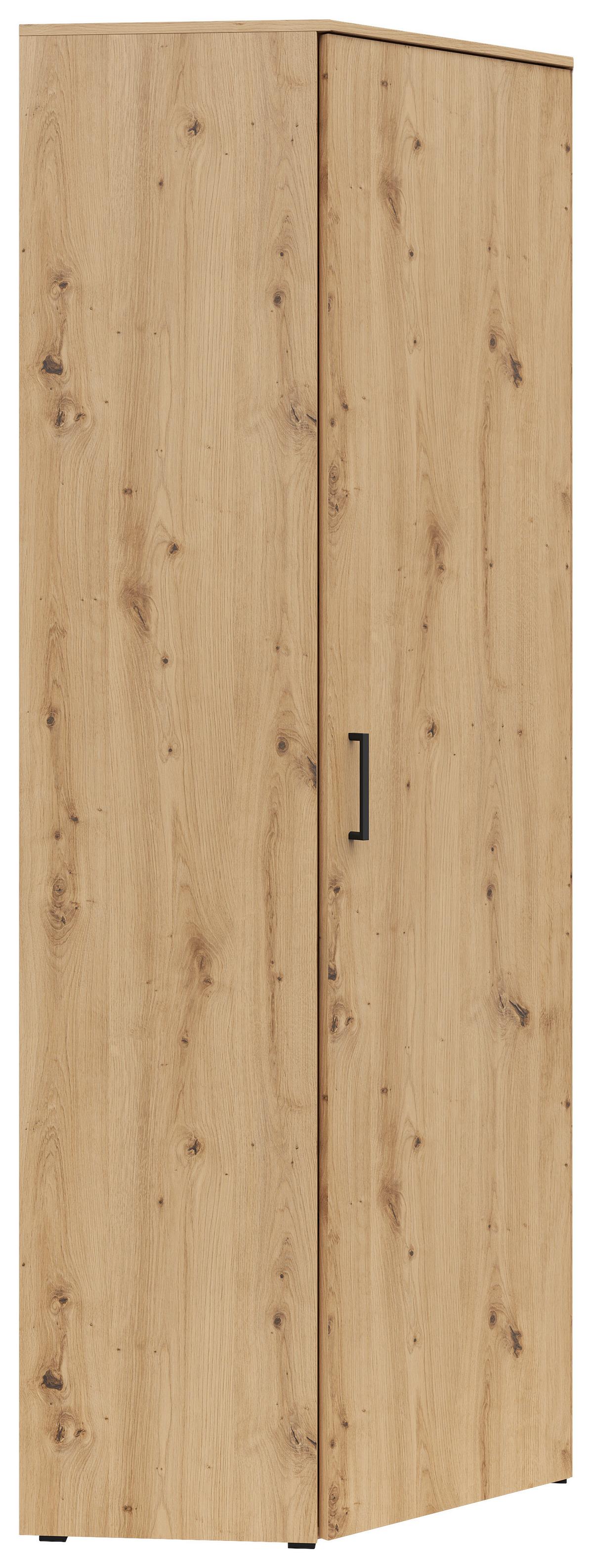 Eckschrank Multistauraum Eiche Artisan - Schwarz/Eiche Artisan, MODERN, Holzwerkstoff/Kunststoff (71,5/195/71,5cm) - Mömax