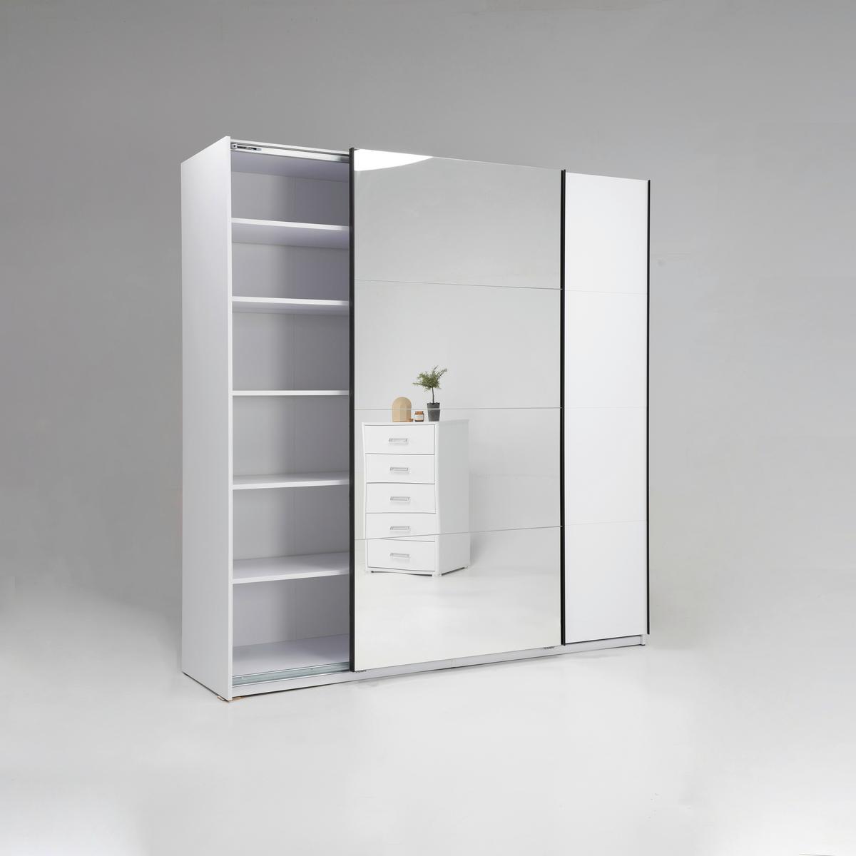 Omara Z Drsnimi Vrati Family, Bela, Visoki Sijaj, Ogledalo - črna/bela, Moderno, kovina/leseni material (200/212/62cm) - Mömax