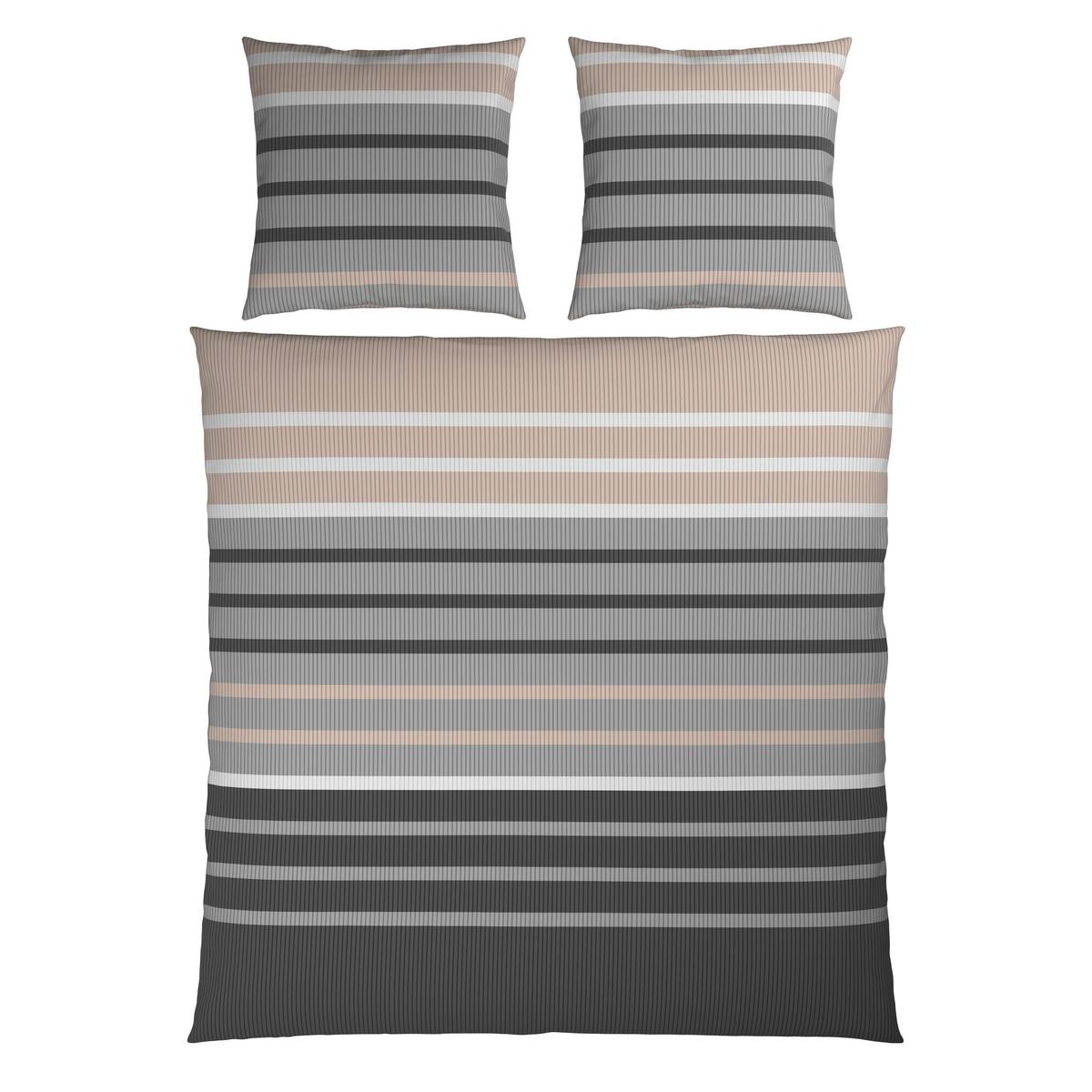 Bettwäsche Streif XXL Schwarz/Beige ca. 200x200cm - Beige/Schwarz, KONVENTIONELL, Textil (200/200cm) - Mömax