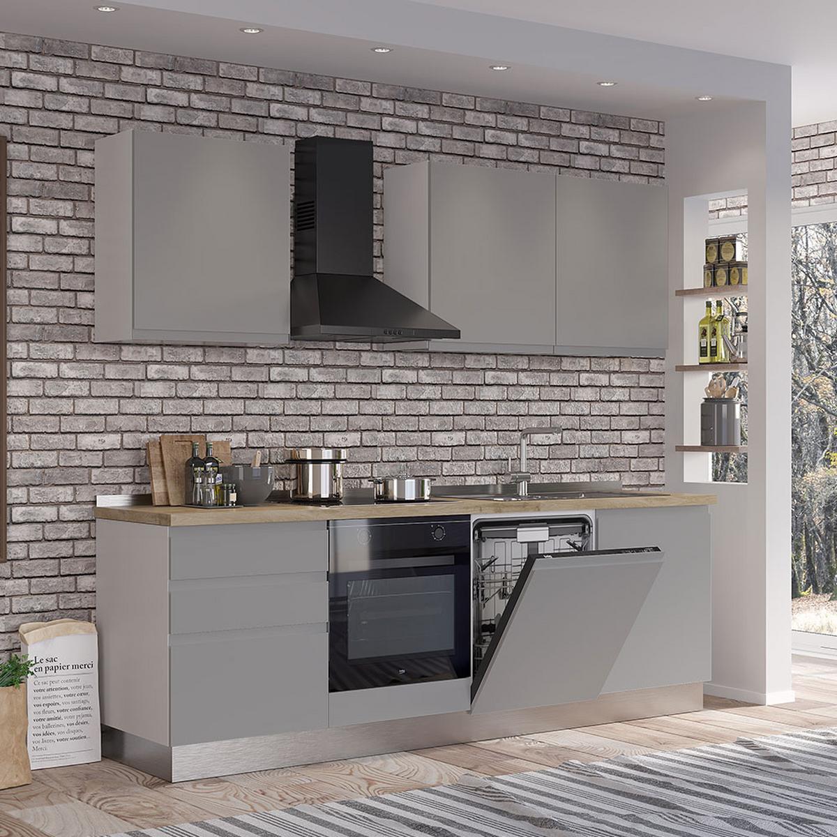 Blok Kuhinja S Aparatima Gilda Gola - bijela/siva, Moderno, drvni materijal/drvo (240/216/60cm) - Modern Living