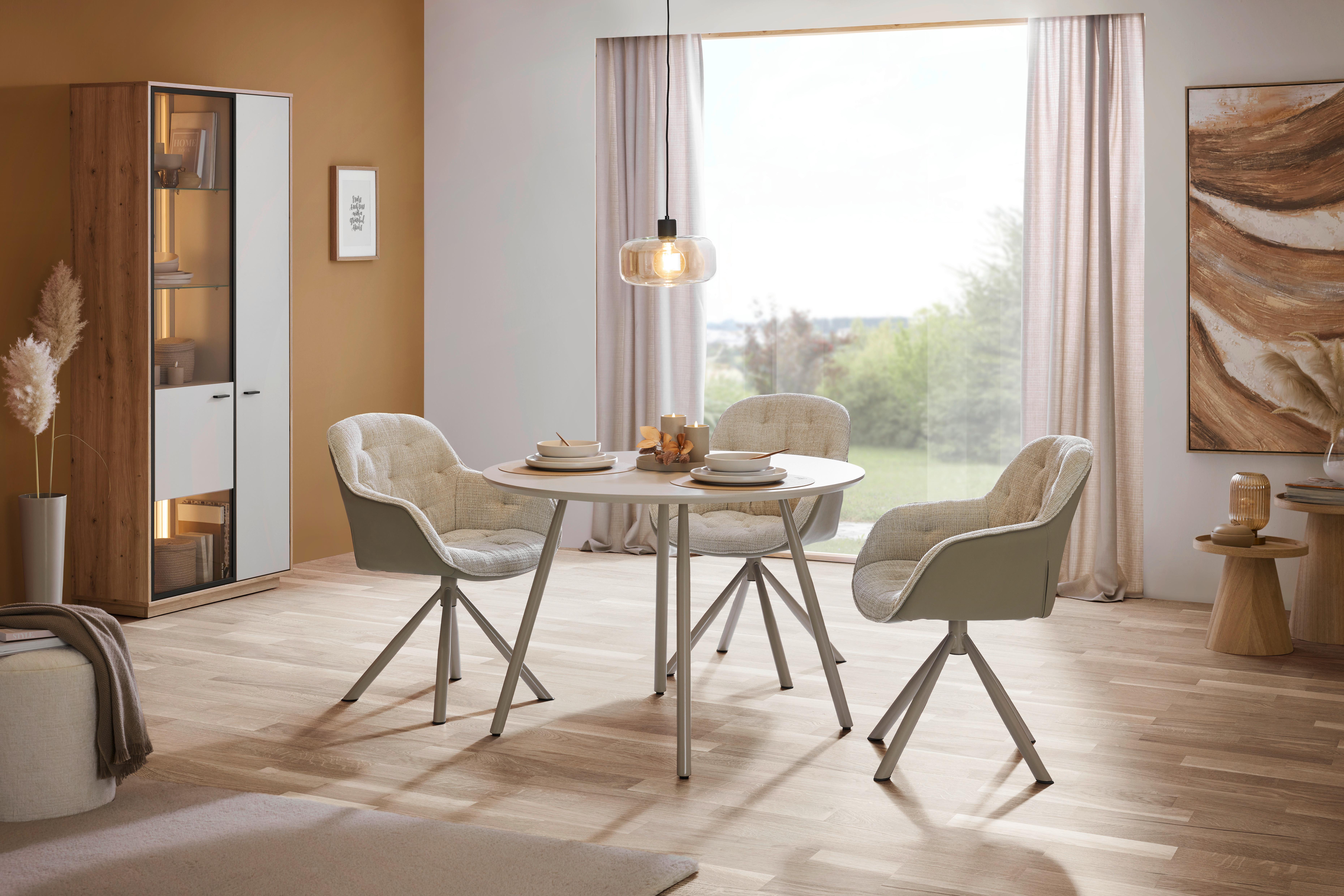 MATBORD MILAN - beige/grå, Lifestyle, metall/trämaterial (110/75cm) - Mömax