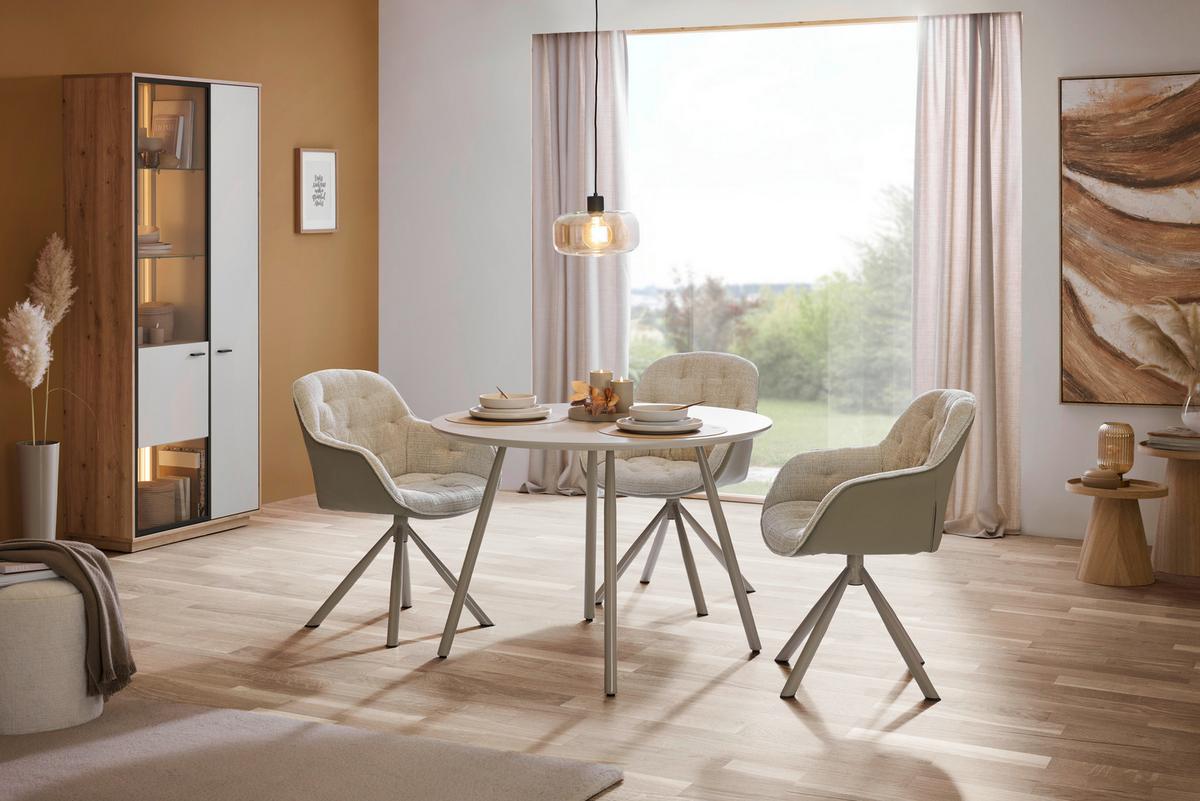 Esstisch Milan Grau - beige/gris, Lifestyle, métal/matériau de bois (110/75cm) - Mömax