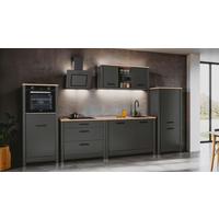 Küchenleerblock Bundle 6 o. Geräte Anthrazit - Anthrazit/Schwarz, MODERN, Glas/Holzwerkstoff (370cm) - home24