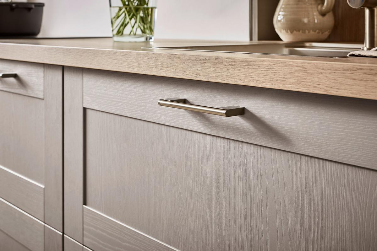 Küchenblock PN500 o. Geräte Eiche/Terracotta - Edelstahlfarben/Eichefarben, ROMANTIK / LANDHAUS, Holzwerkstoff/Metall (366,4cm) - Pino