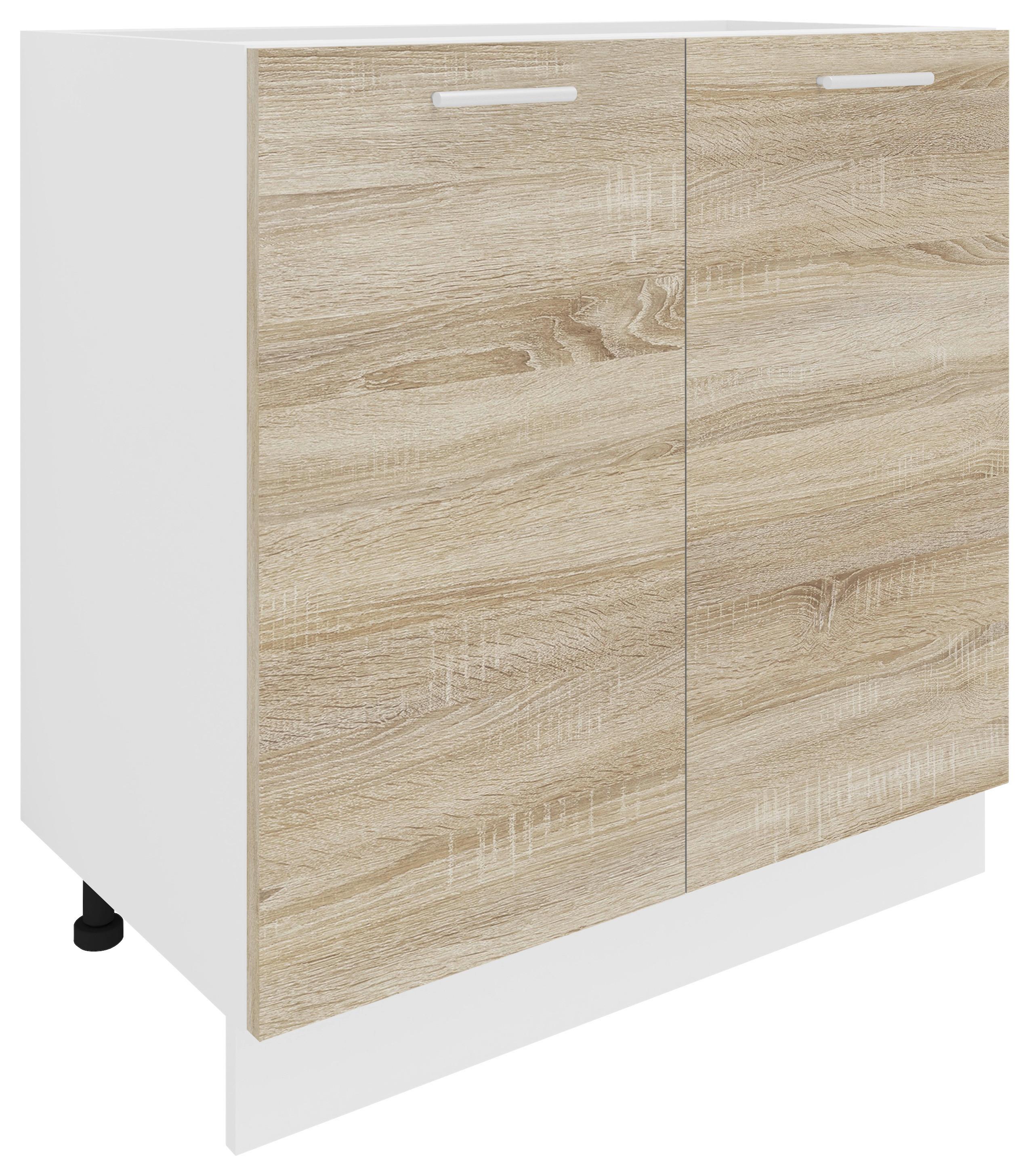 Kuhinjska Spodnja Omarica Esilo, Hrast, Bela - bela/barve aluminija, Konvencionalno, kovina/leseni material (80/82/46cm) - MID.YOU