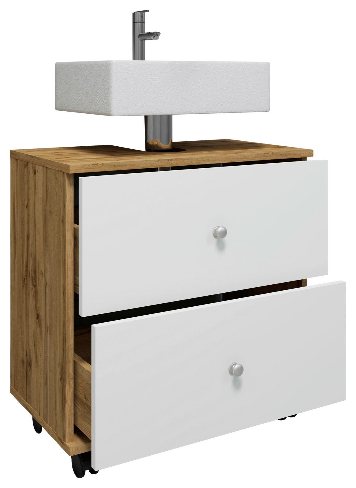 WASCHBECKENUNTERSCHRANK NILOSI L - Honigeiche/Weiss, Modern, Holzwerkstoff/Kunststoff (60/61/33cm) - MID.YOU