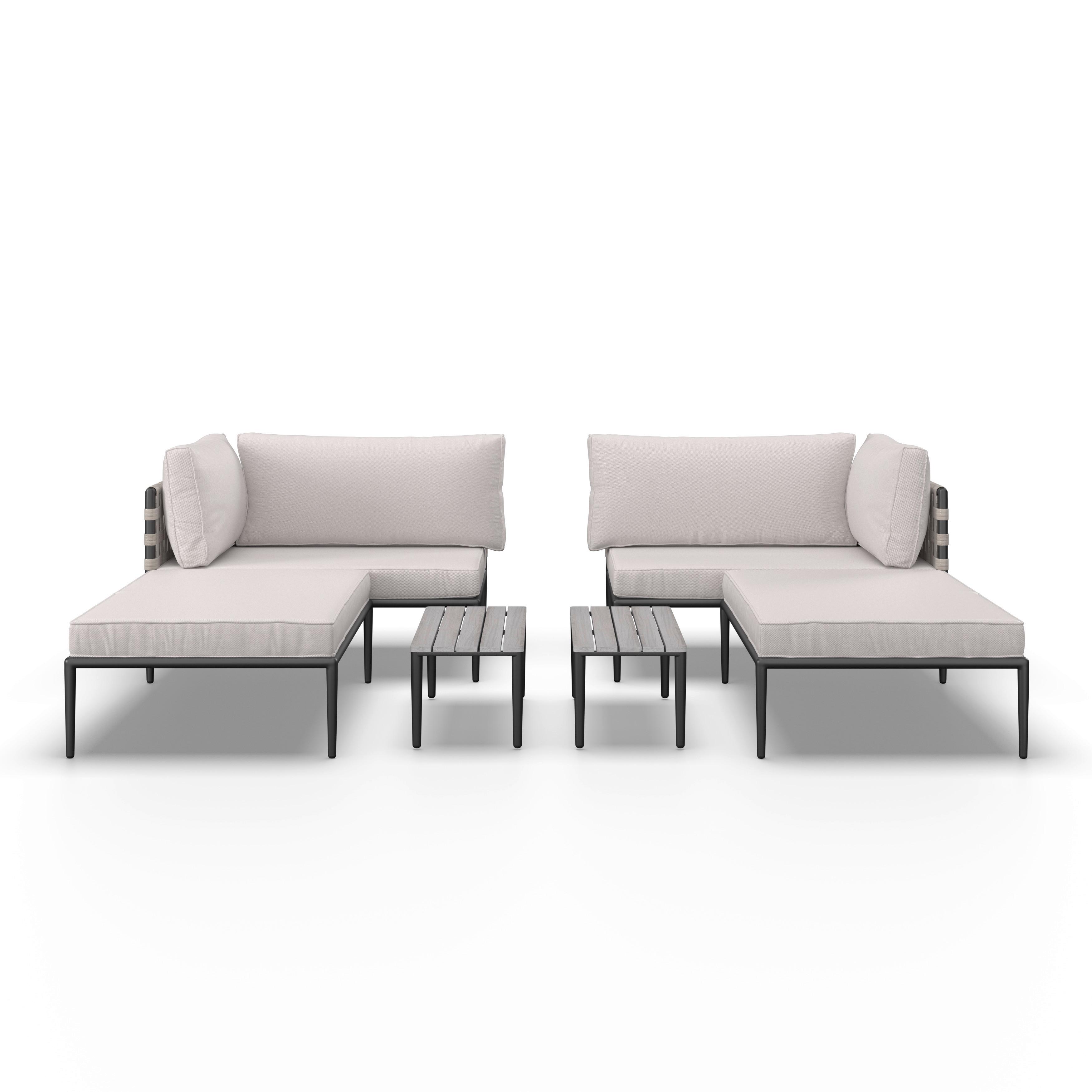 LOUNGEGRUPP ENJA - ljusgrå/grå, Modern, metall/textil (104/60/70cm) - Bessagi Garden