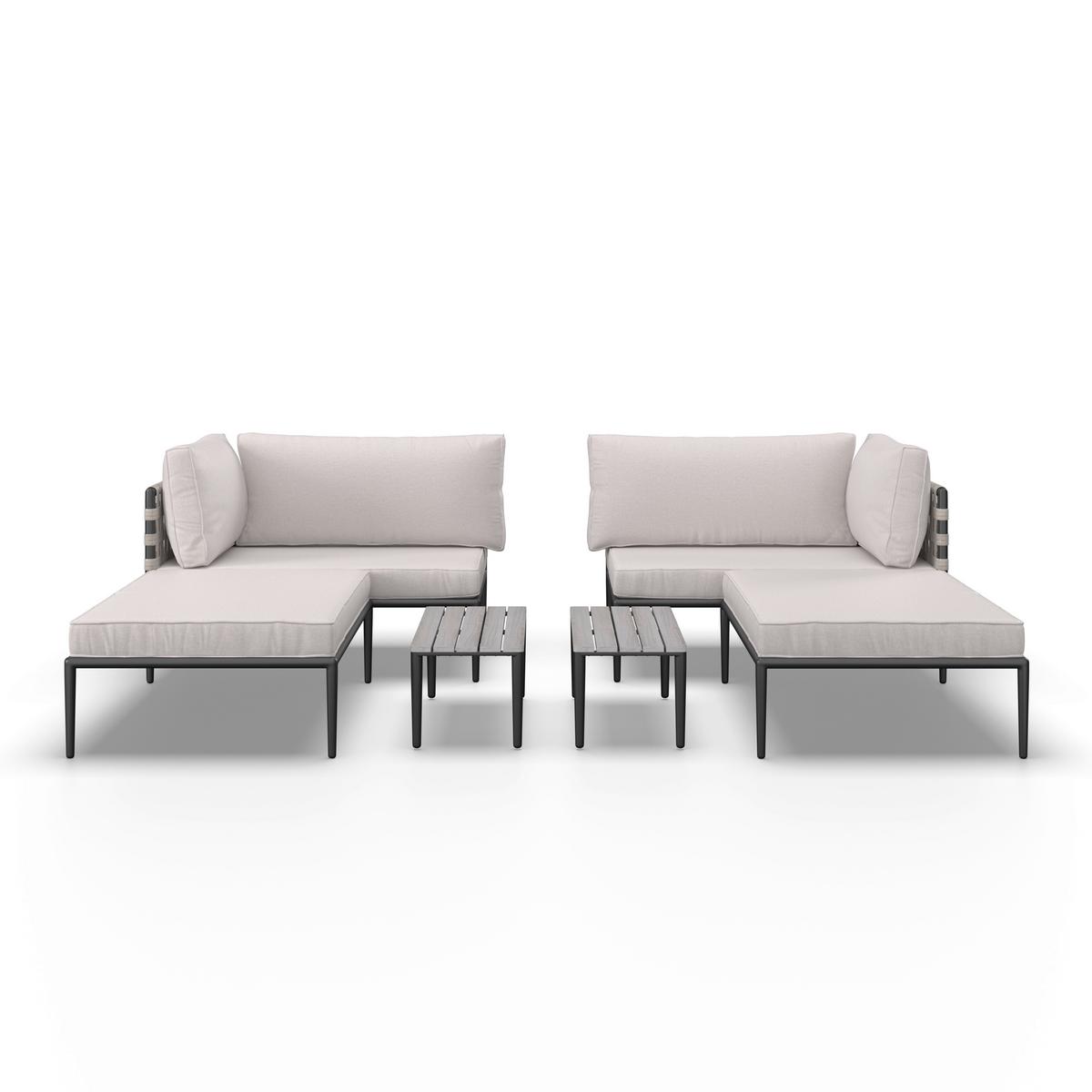 KOMPLET MEBLI TARASOWYCH ENJA - jasnoszary/czarny, Modern, tworzywo sztuczne/metal (104/60/70cm) - Bessagi Garden