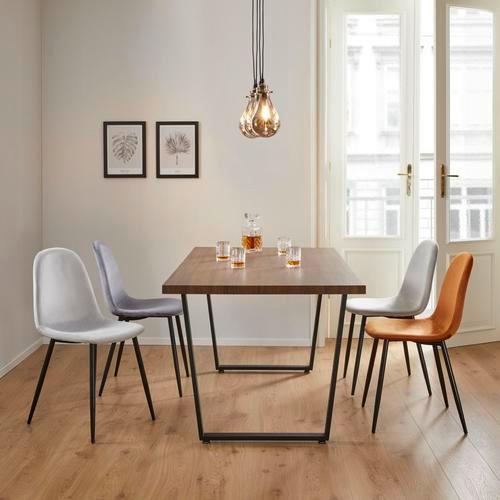 Stuhl Lio Rostfarben Samt Gepolstert - Rostfarben/Schwarz, MODERN, Holz/Textil (43/86/55cm) - Bessagi Home