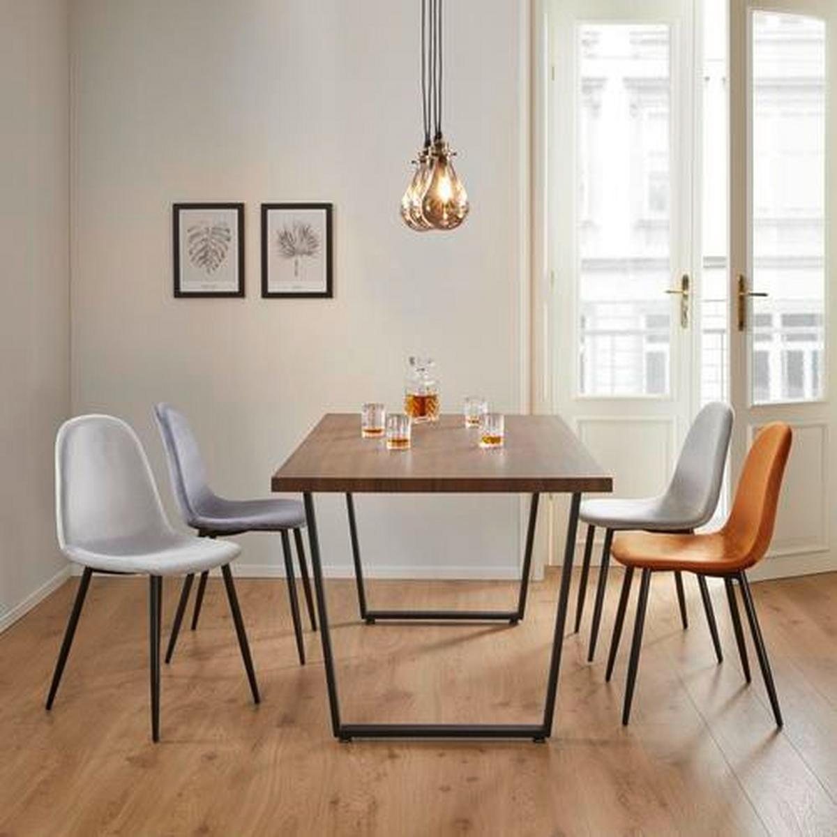 Stuhl Lio Rostfarben Samt Gepolstert - Rostfarben/Schwarz, MODERN, Holz/Textil (43/86/55cm) - Bessagi Home