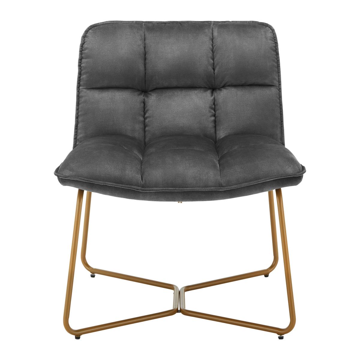 Sessel Rina Grau Samt Gepolstert - Goldfarben/Grau, MODERN, Holz/Textil (67/76,5/69,5cm) - Bessagi Home