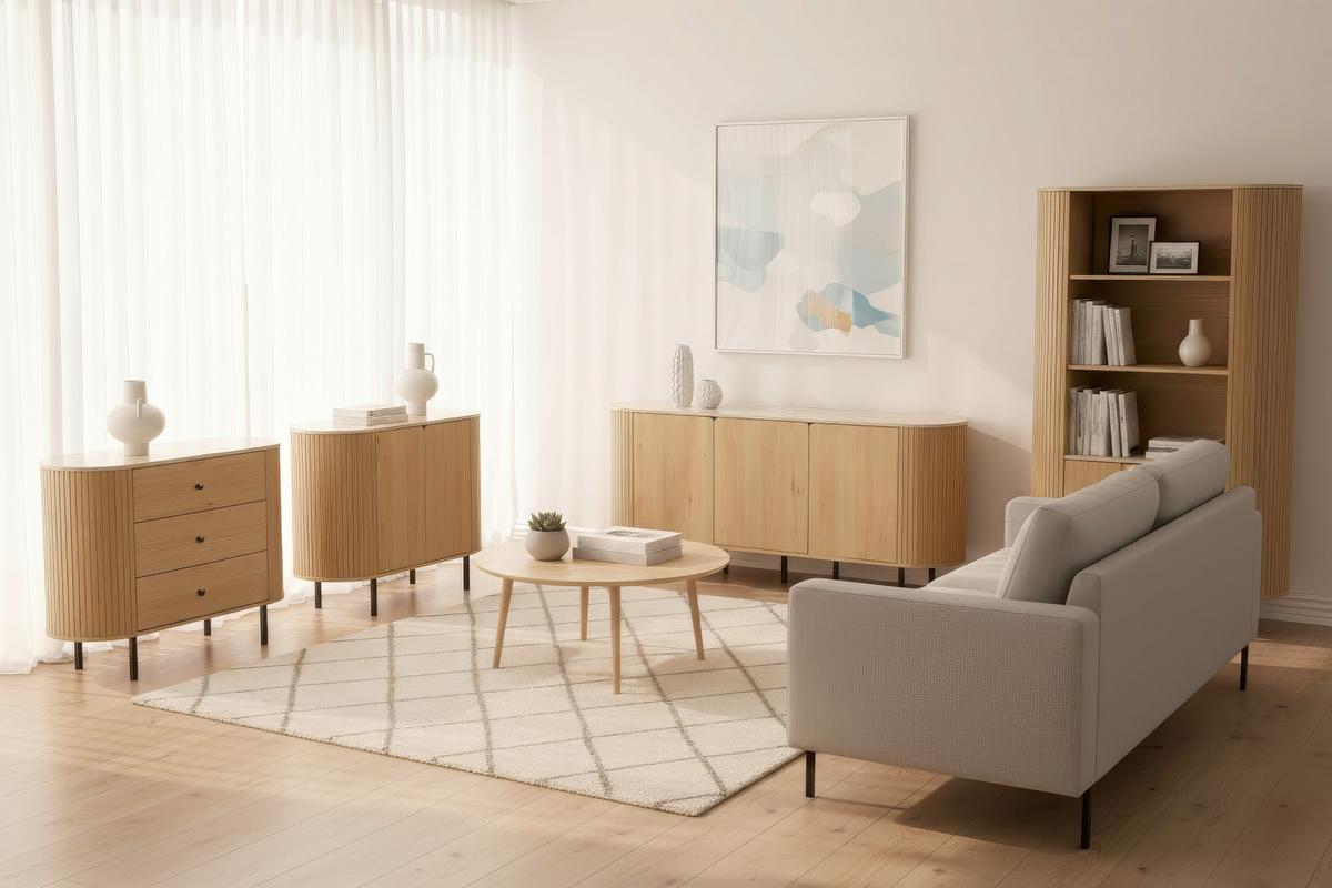 Komoda Fabia, Barva Hrasta - črna/barve hrasta, Design, kovina/leseni material (120/80/40cm) - MID.YOU