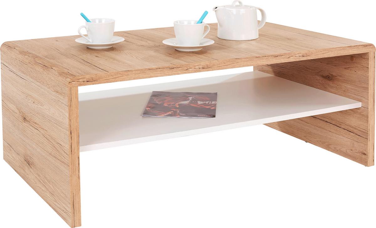 Măsuţă de cafea CALA LUNA - alb/stejar San Remo, Modern, material pe bază de lemn (100/40/59cm) - Modern Living