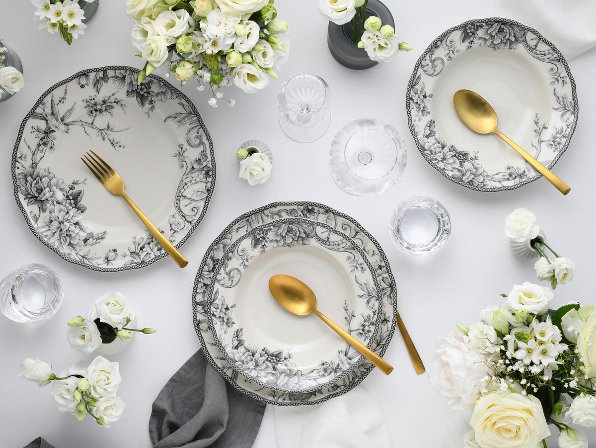Serviciu de masă Adelaide 8/1 - alb/gri, Basics, ceramică - Creatable