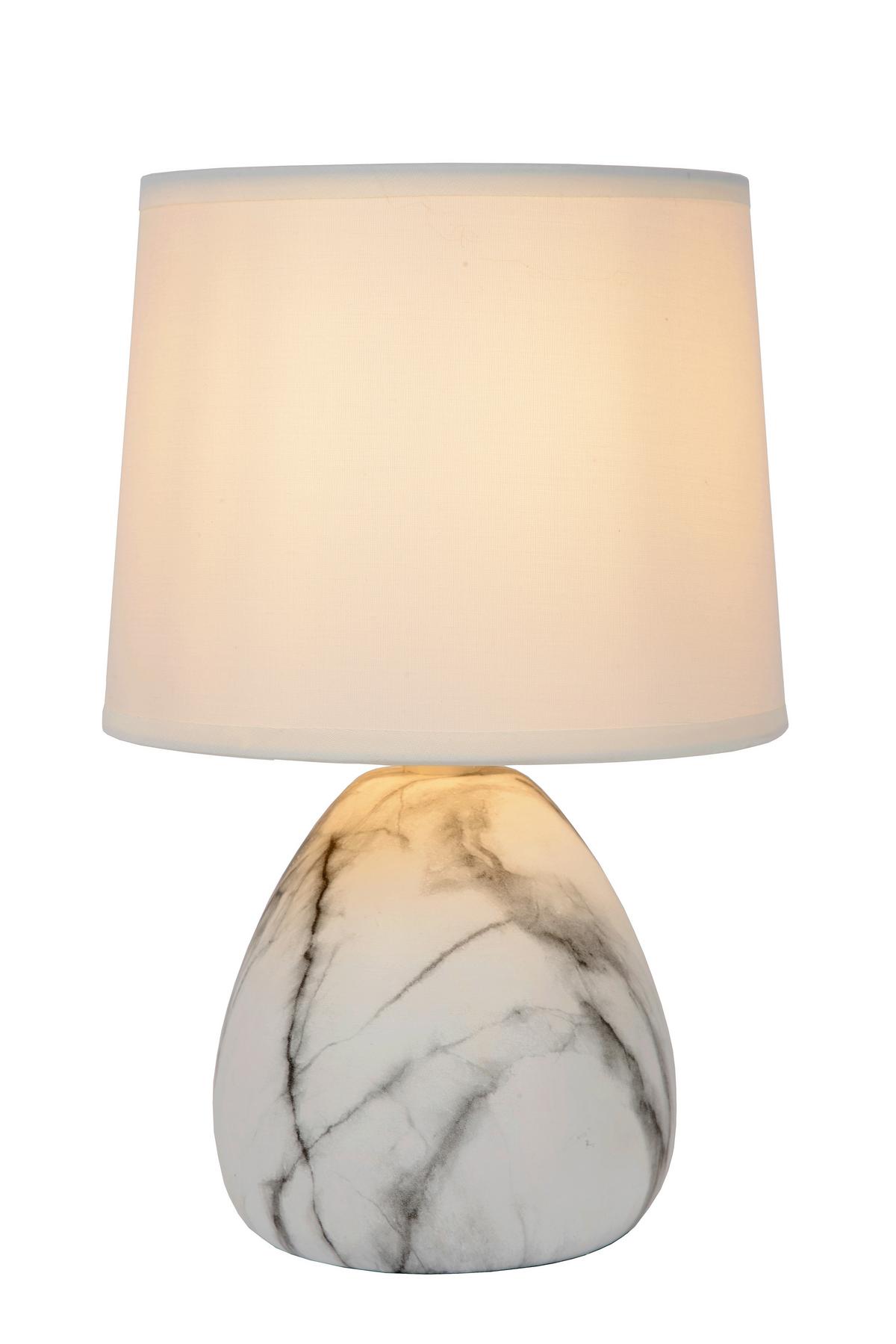 LAMPA STOŁOWA 47508/81/31 MARMO - biały, Basics, tkanina/ceramika (16/16/25.5cm) - Lucide
