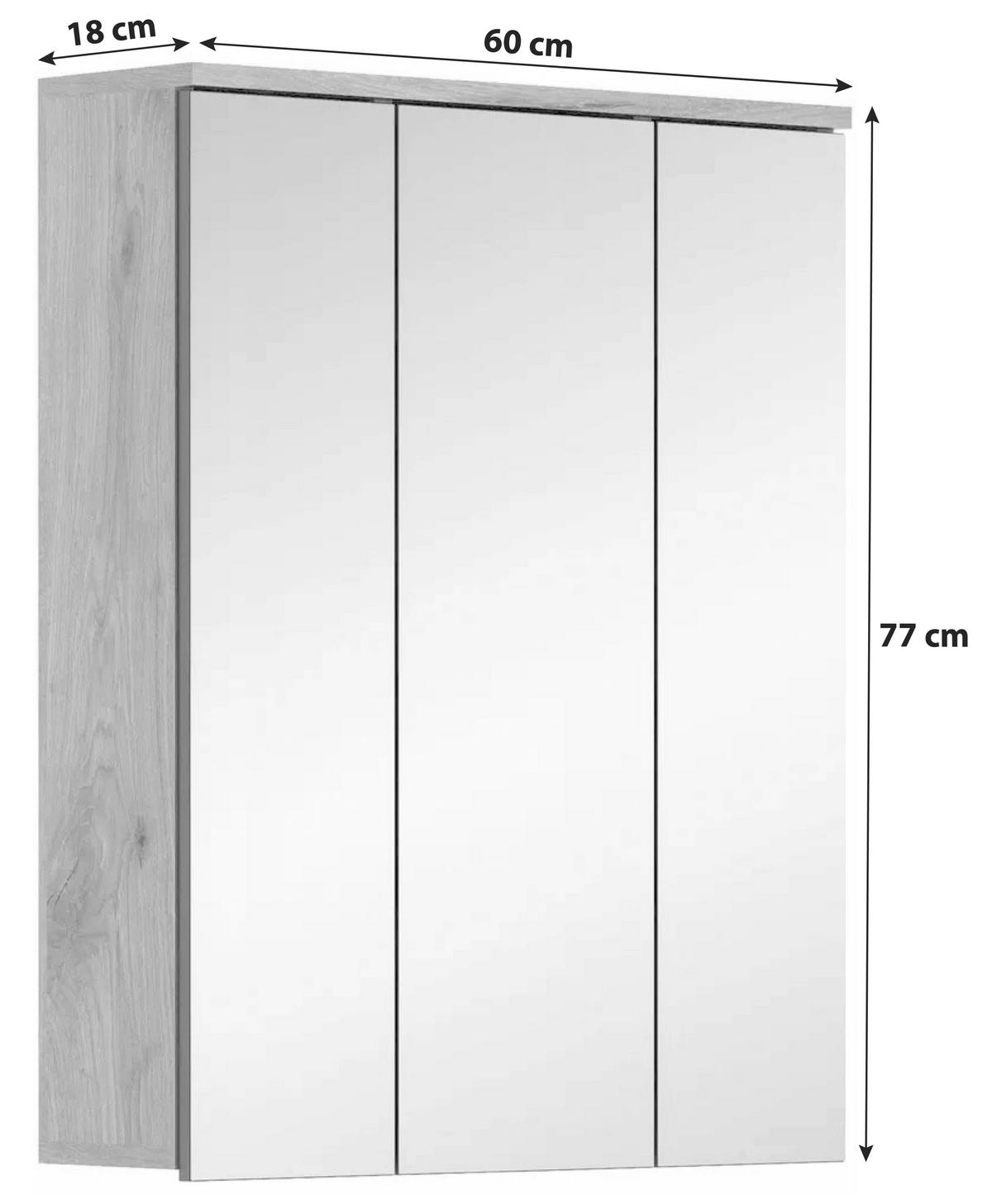 Omara Z Ogledalom Mason, Barva Hrasta - barve hrasta, Moderno, steklo/leseni material (60/77/18cm) - MID.YOU