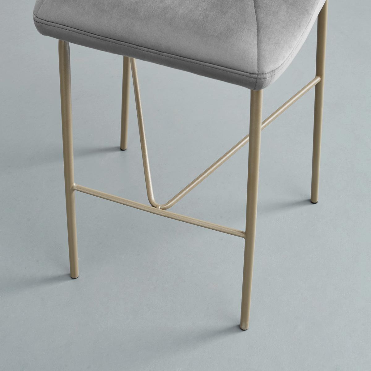 Barhocker  Tara Grau Samt Gepolstert - Champagner/Grau, MODERN, Holz/Textil (53/110/57cm) - Bessagi Home